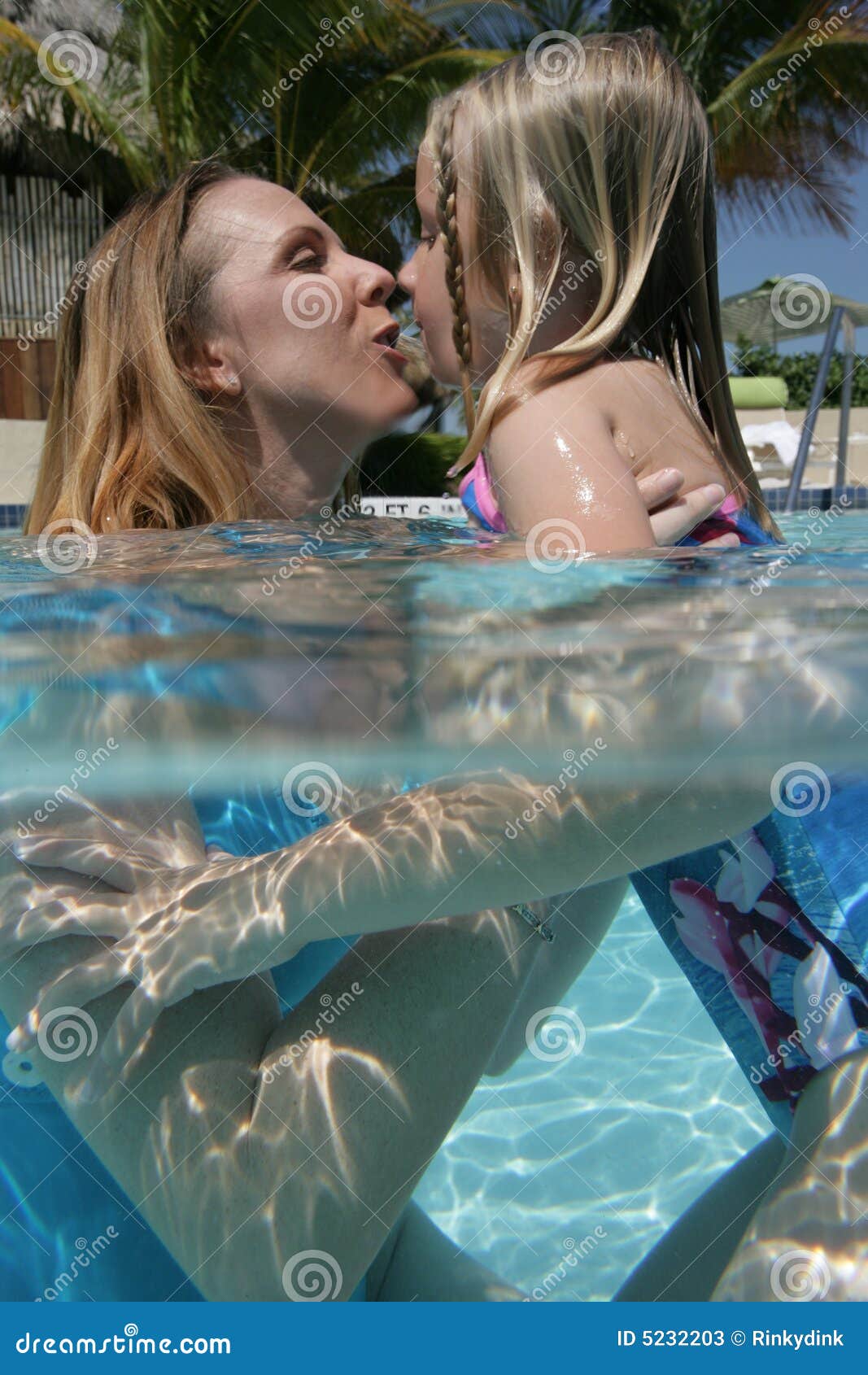 Mom and daughter kissing hot