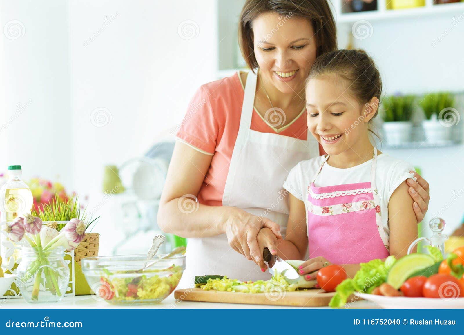Mother and Daughter Preparing Breakfast Stock Photo - Image of healthy ...