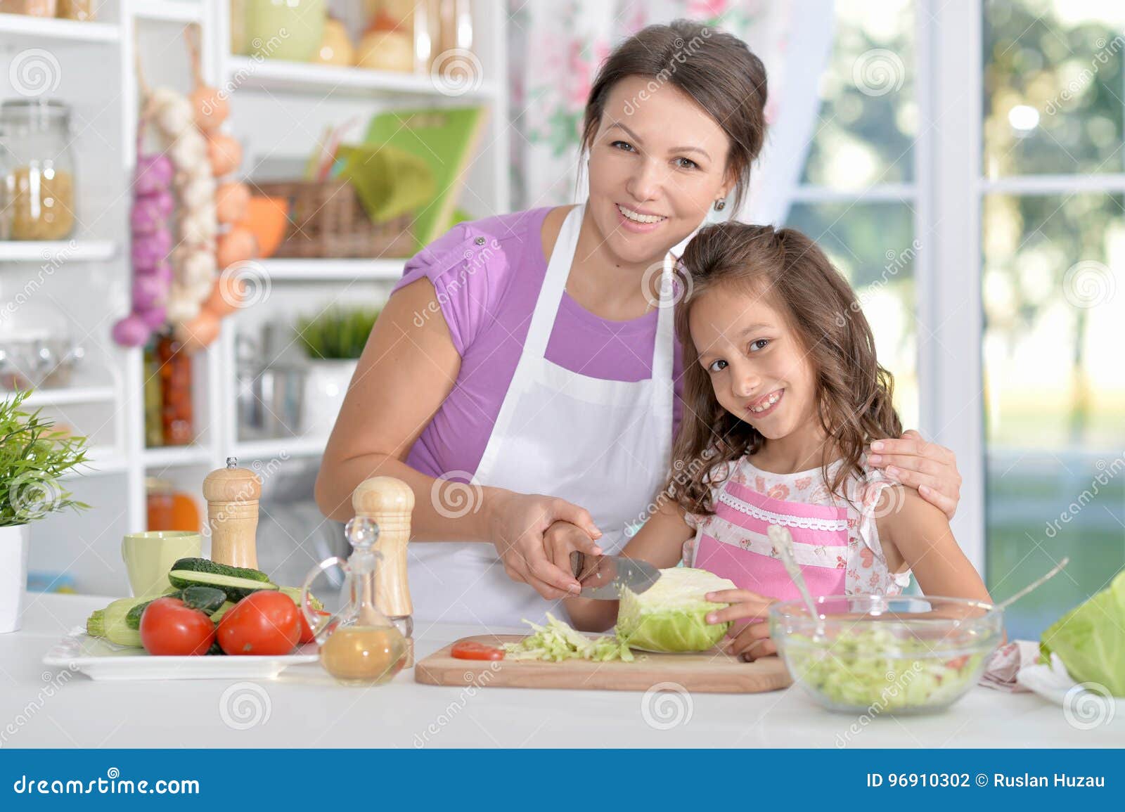 Mother and Daughter Preparing Dinner Stock Photo Image of gourmet