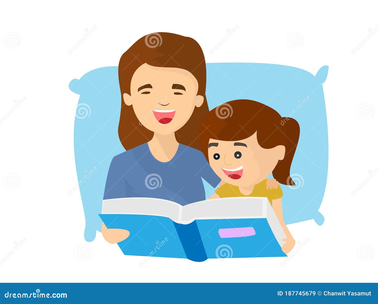 Mother and Daughter Read Bedtime Stories, Childhood Concepts and Family  Warmth Stock Vector - Illustration of smiling, read: 187745679
