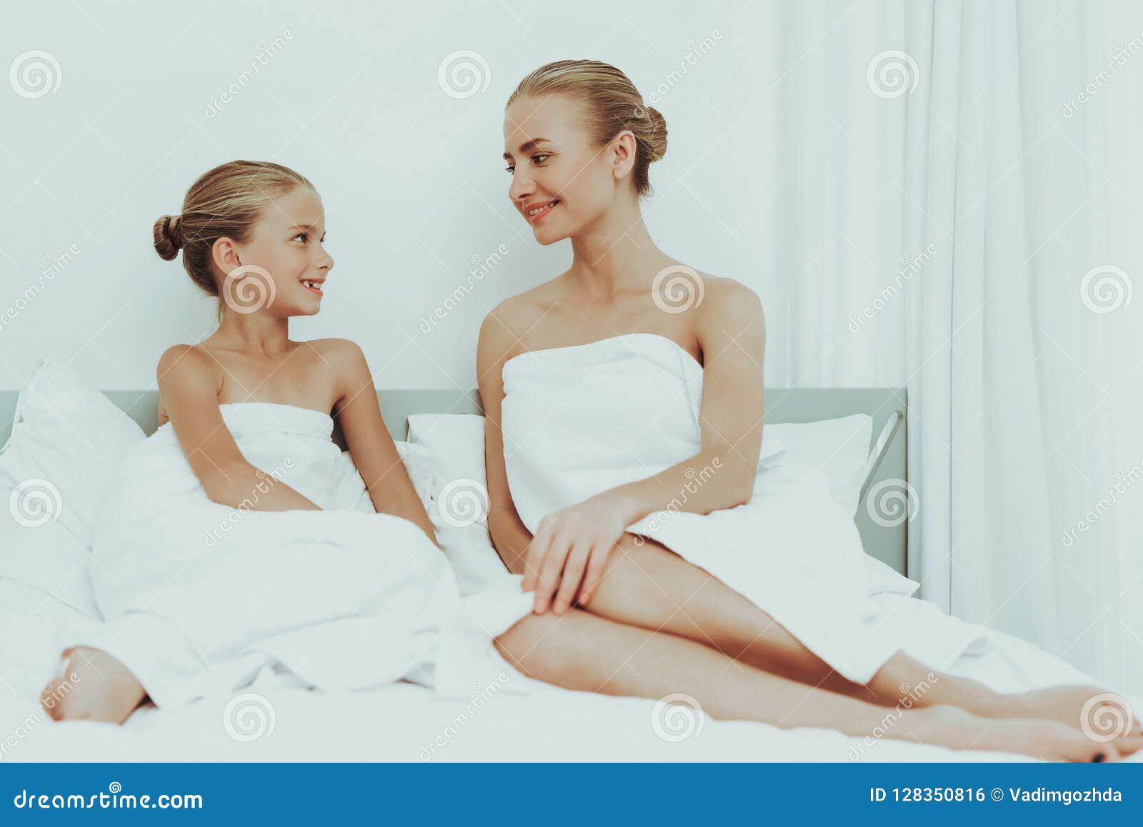 Mother with Daughter are Resting. Spa Concept Stock Photo Image of child, happy 128350816