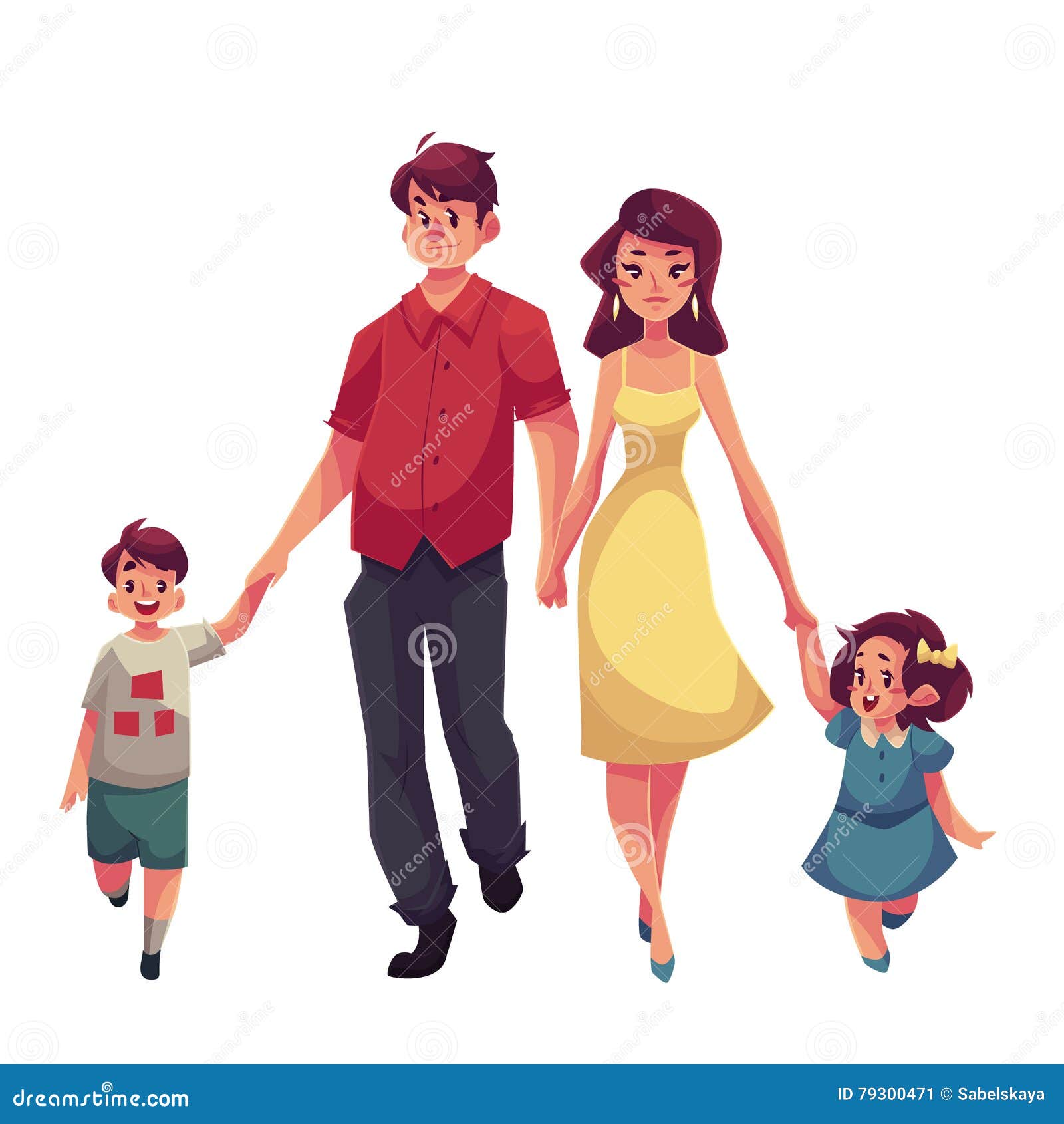 Download Mother, Daughter And Son Walking Together Stock Vector ...