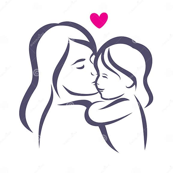 Mother and Daughter Stylized Vector Silhouette Stock Vector ...