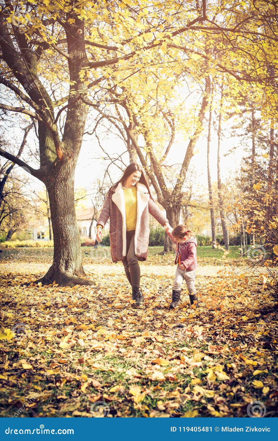 Mother and Daughter Walking in Nature. Stock Image - Image of little ...