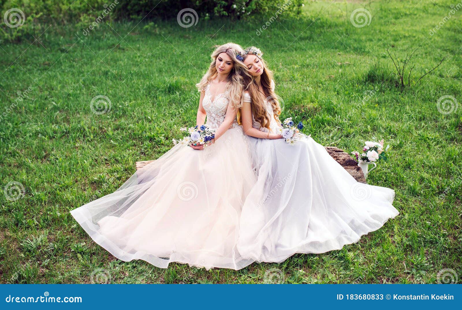 Mother and Daughter in White Dresses ...