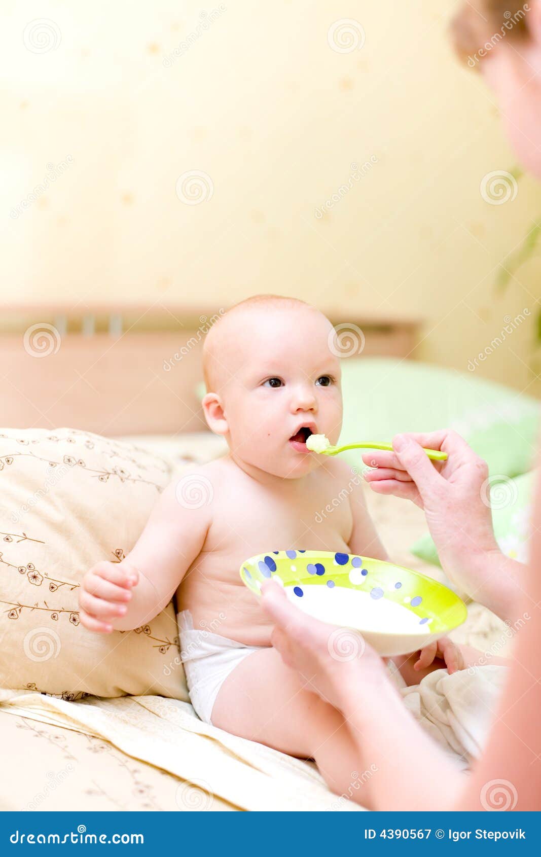 Mother Feed Baby by Porridge Stock Image Image of mash, mouth 4390567