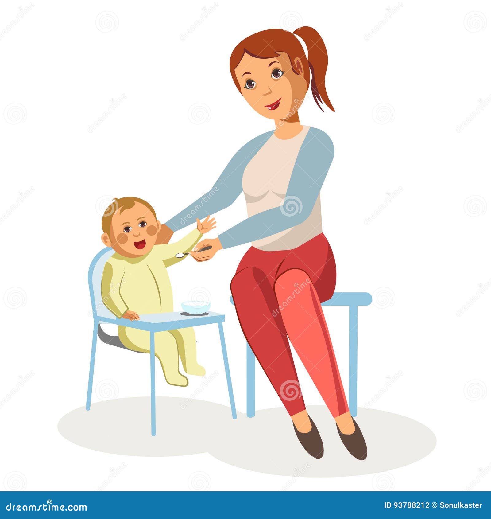 Download Mother Feeding Newborn Baby Child Nursing Vector Flat ...