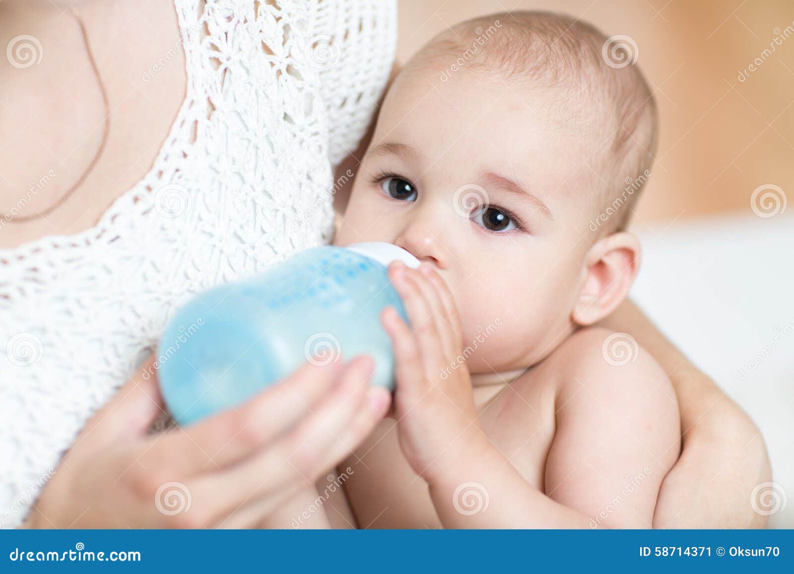 Mother Feeds Baby Milk from Bottle Stock Image Image of milk, food