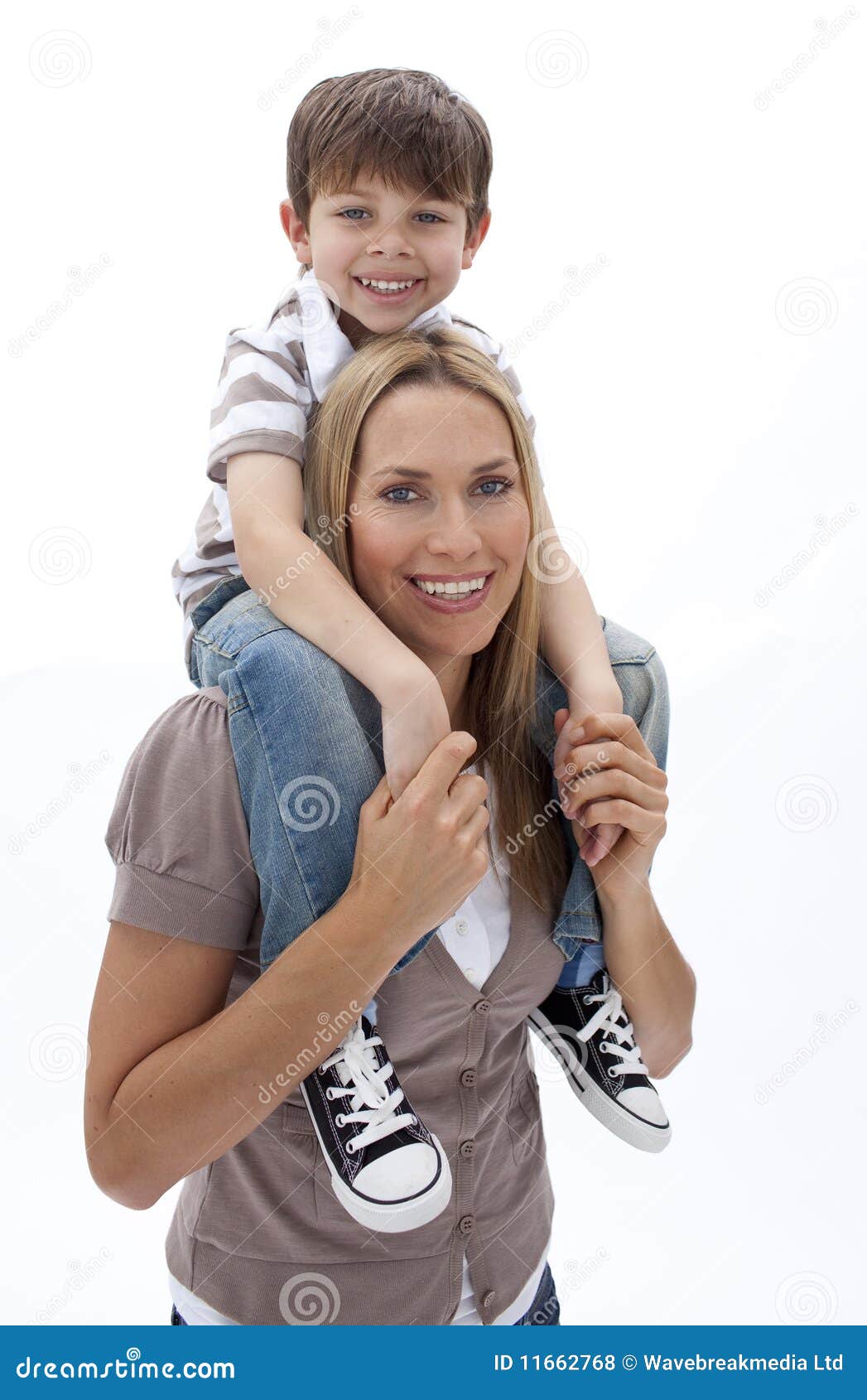 Mother Giving Son Piggyback Ride Royalty Free Stock Photos