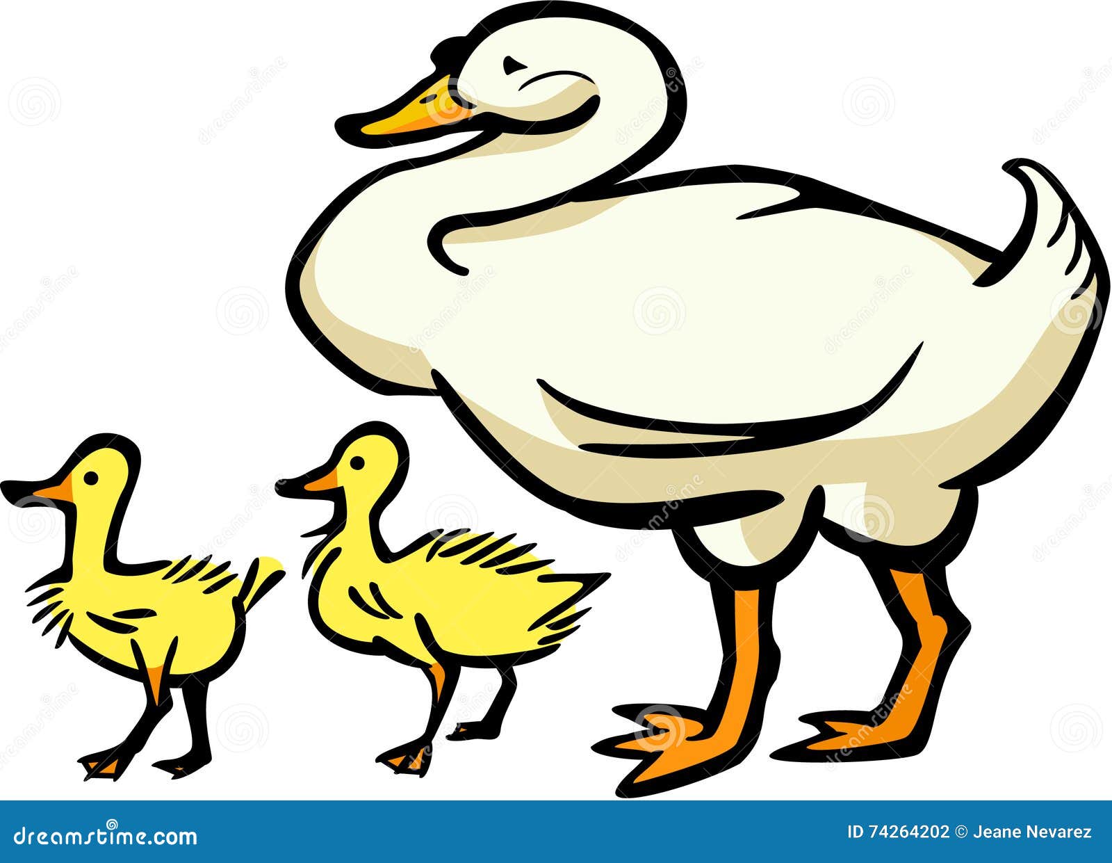 Download Mother Goose And Two Goslings Stock Vector - Illustration of yellow, artwork: 74264202
