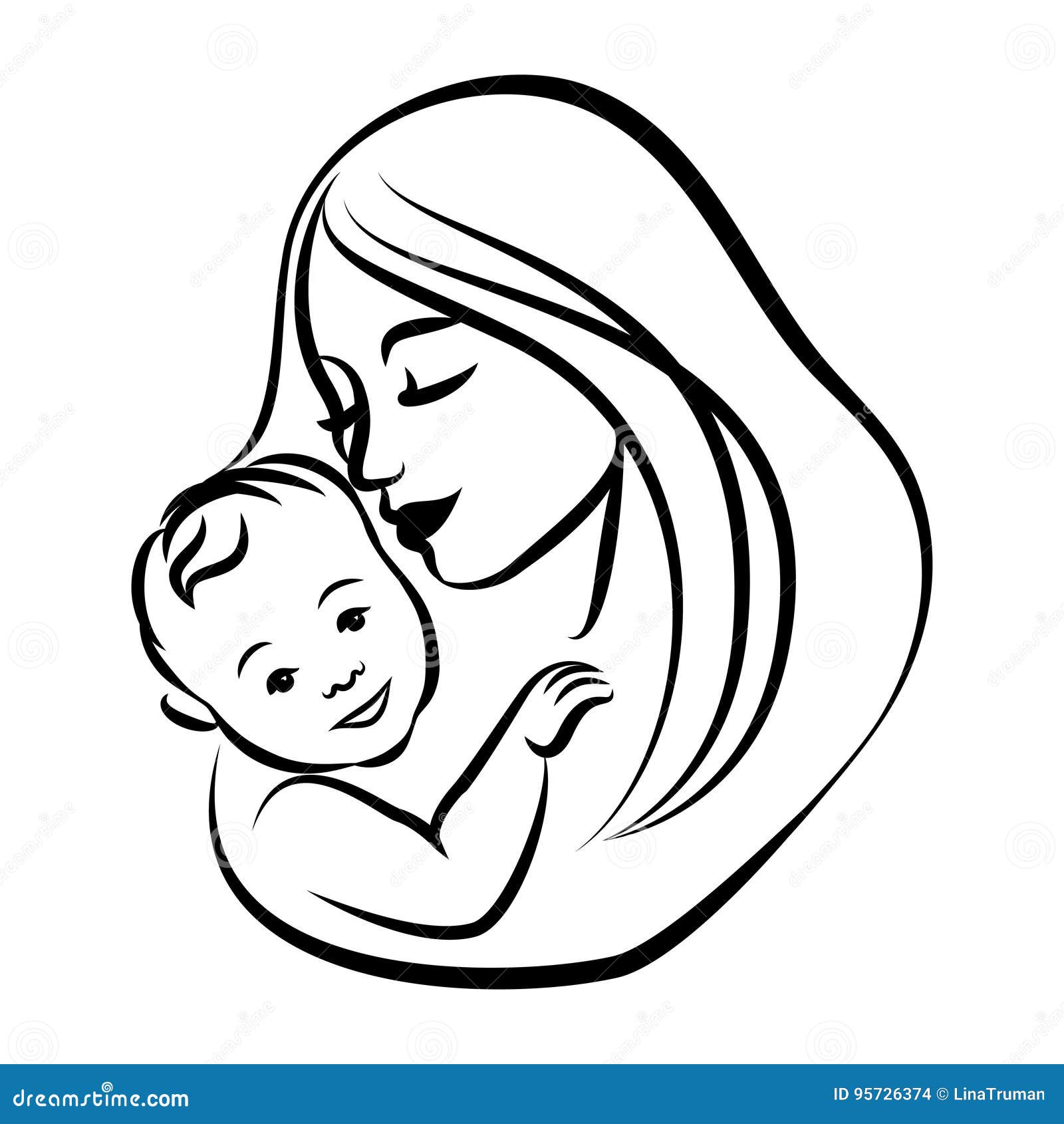 Mother with Her Baby. Stylized Outline Symbol. Motherhood, Love Stock ...