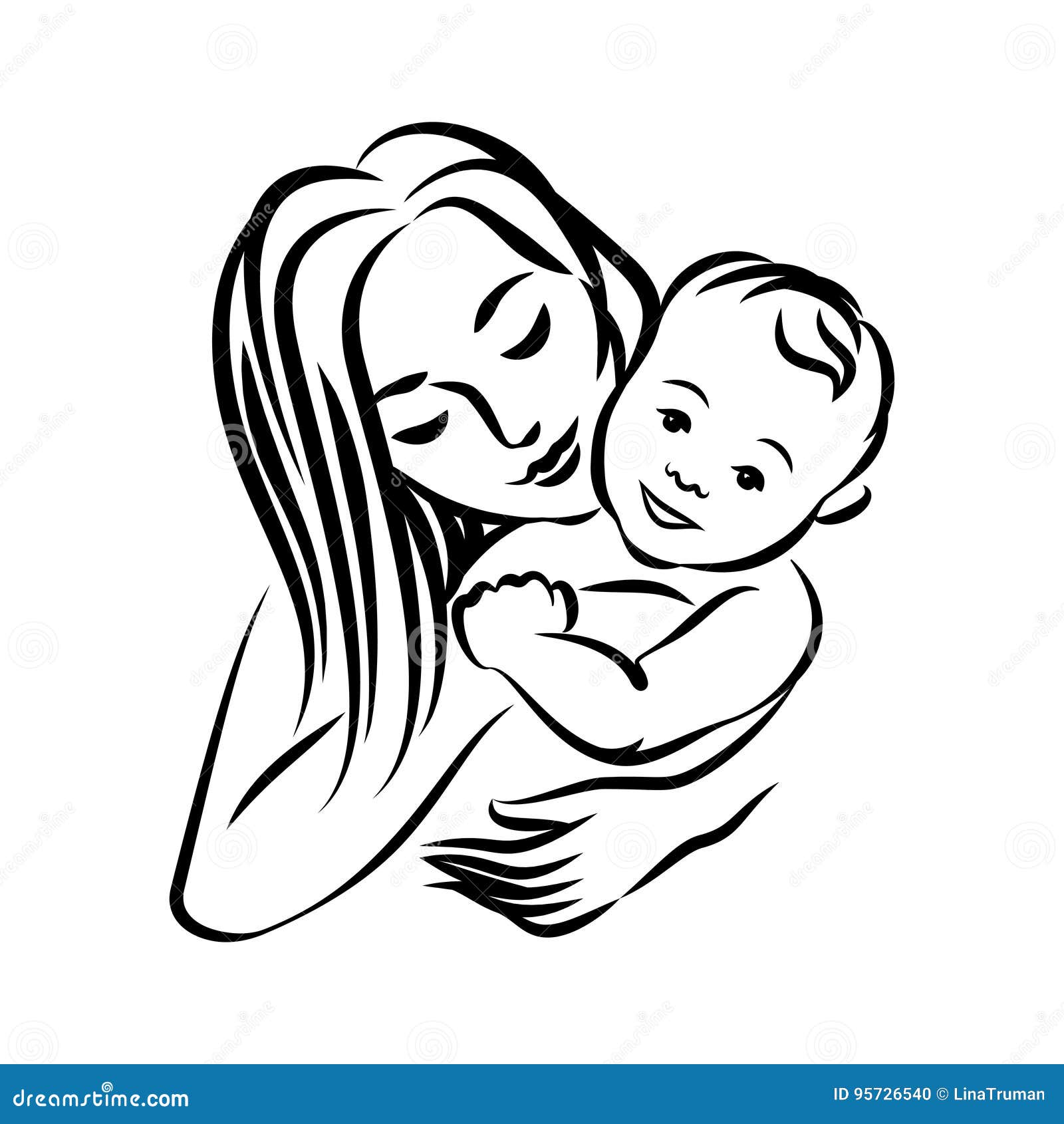 Mother with Her Baby. Stylized Outline Symbol. Motherhood, Love Stock ...