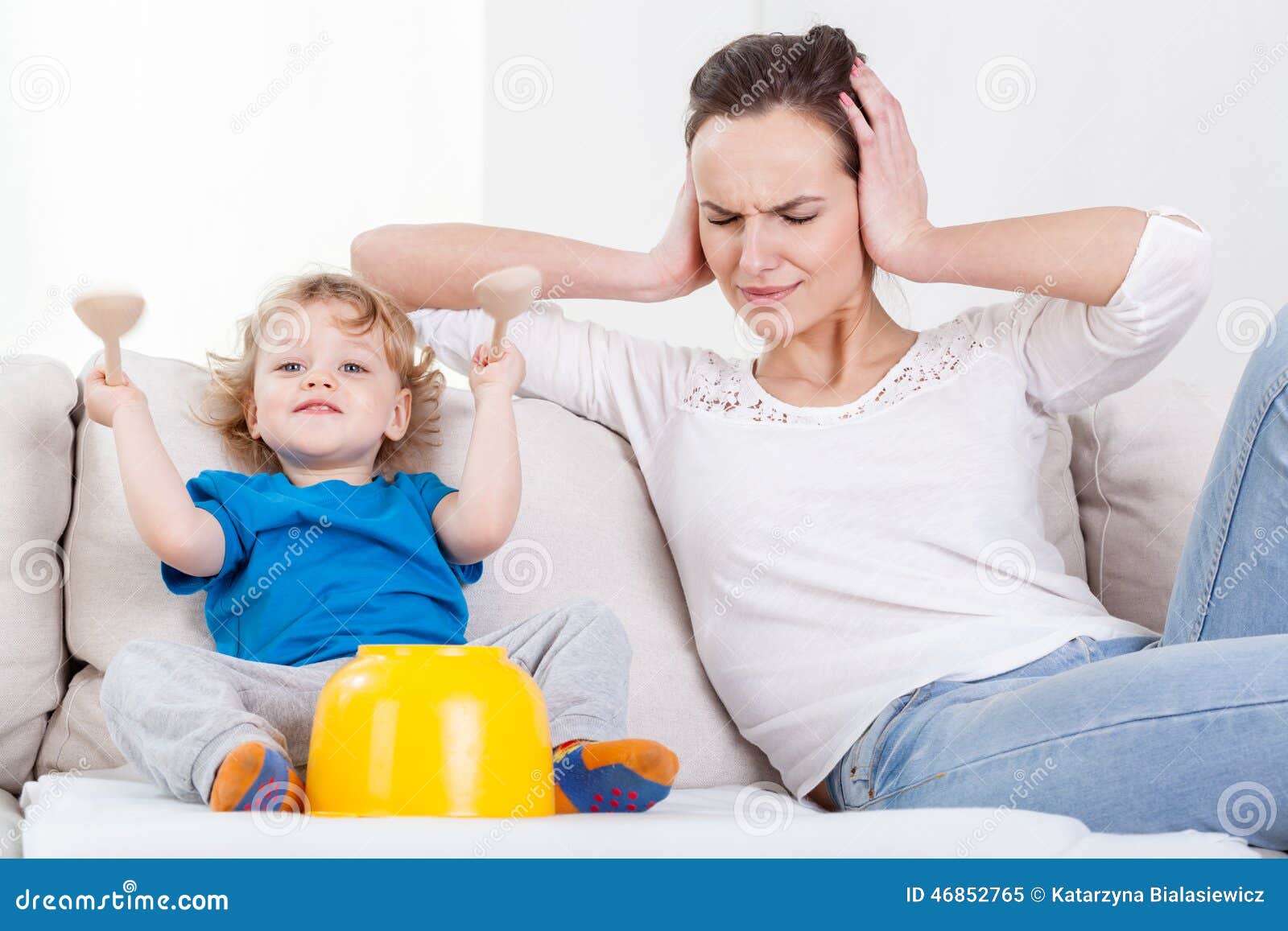 Mother and her loud child stock image. Image of childminder 46852765