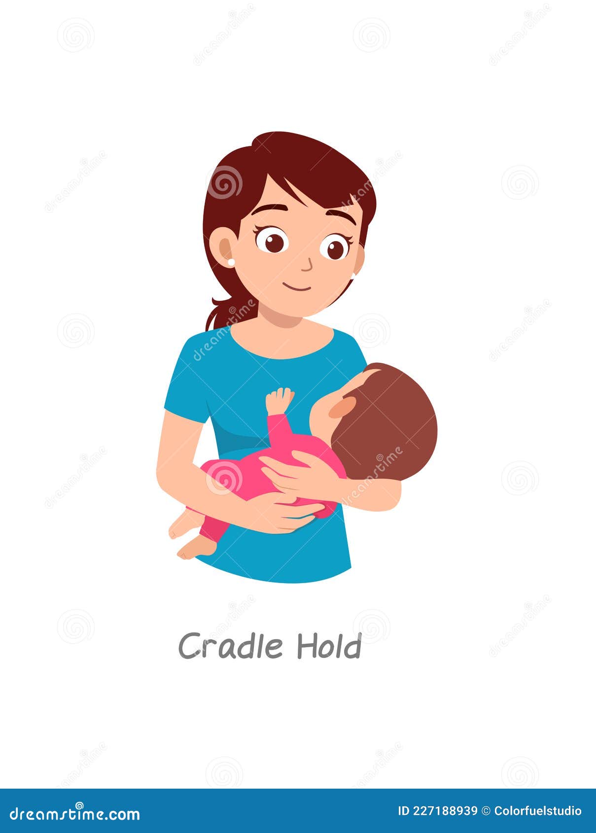 Mother Holding Baby with Pose Named Cradle Hold Stock Vector