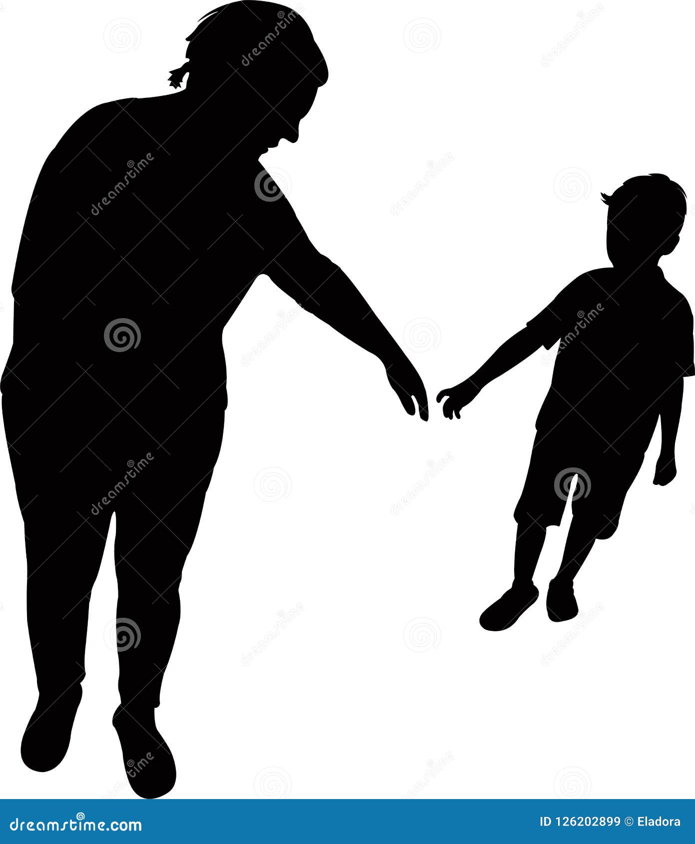 A Mother Holding Her Sons Hand Silhouette Vector Stock Vector Illustration Of Hand Holding
