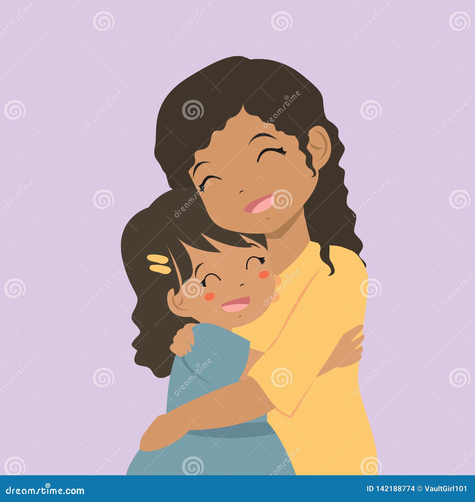 Mother Hugging Her Daughter Vector Stock Vector Illustration Of Culture Design 142188774 