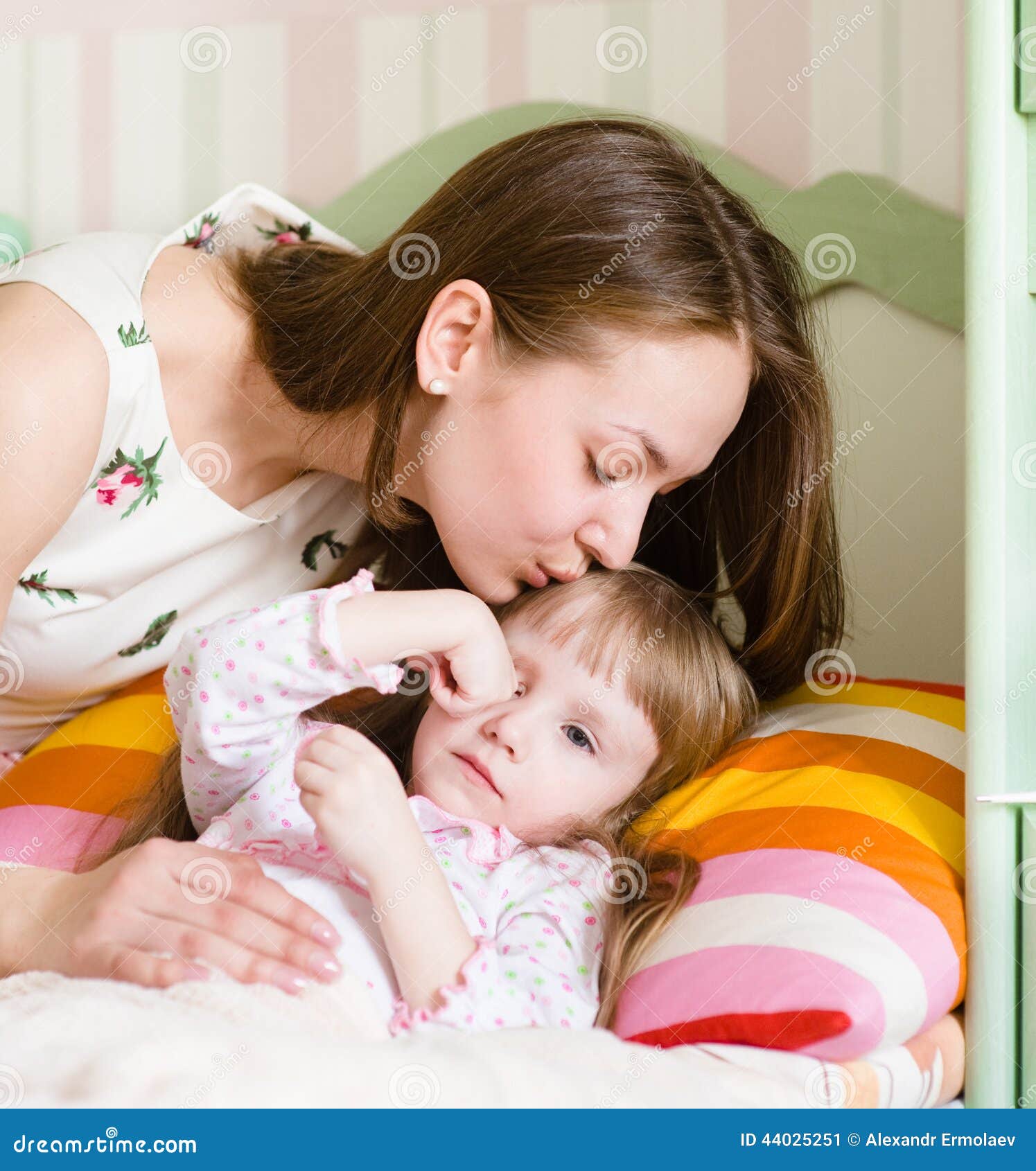 Mother Kissing A Sick Child Stock Image Im