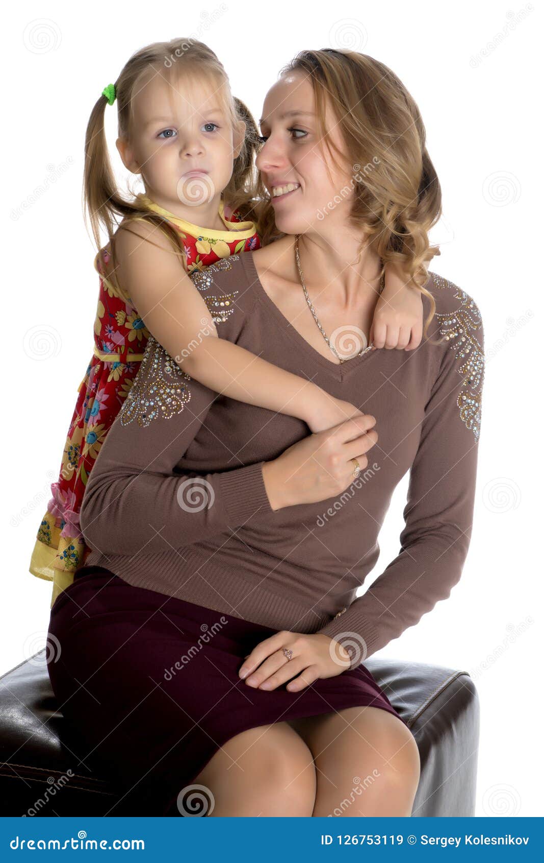 Mother And Little Daughter Gently Embrace Stock Image Image Of Care Girl 126753119 