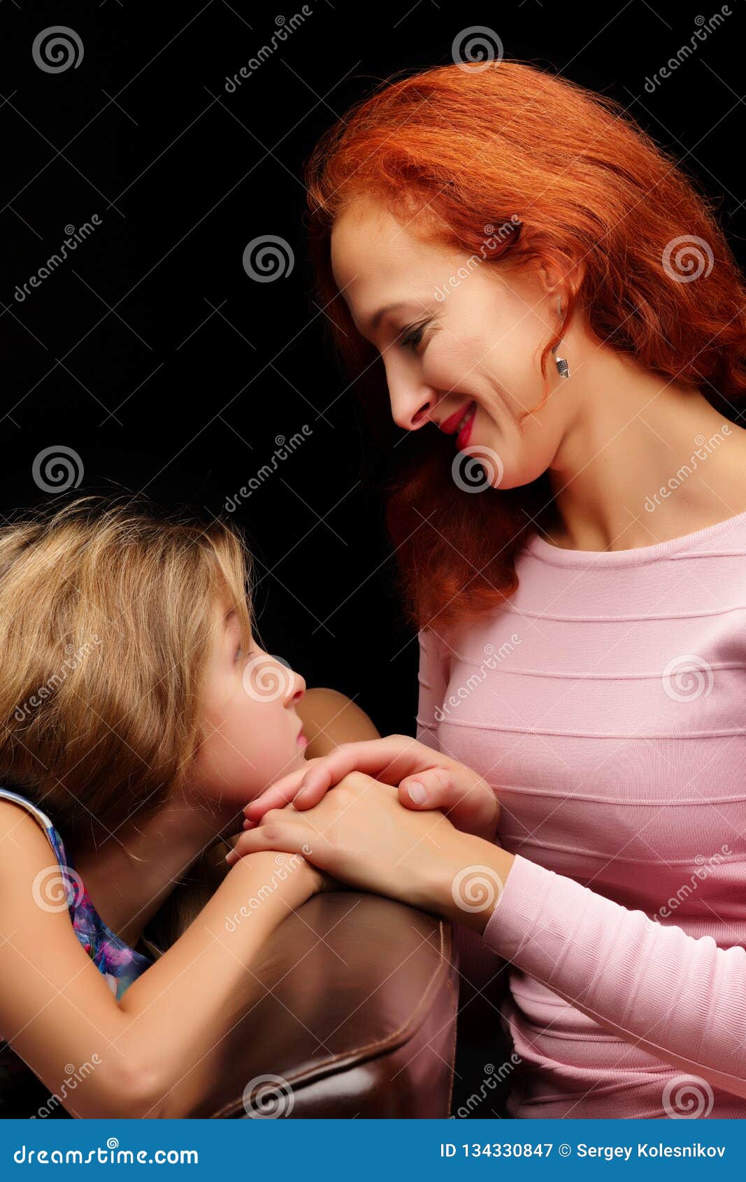 Mother And Little Daughter Gently Embrace Stock Image Image Of 