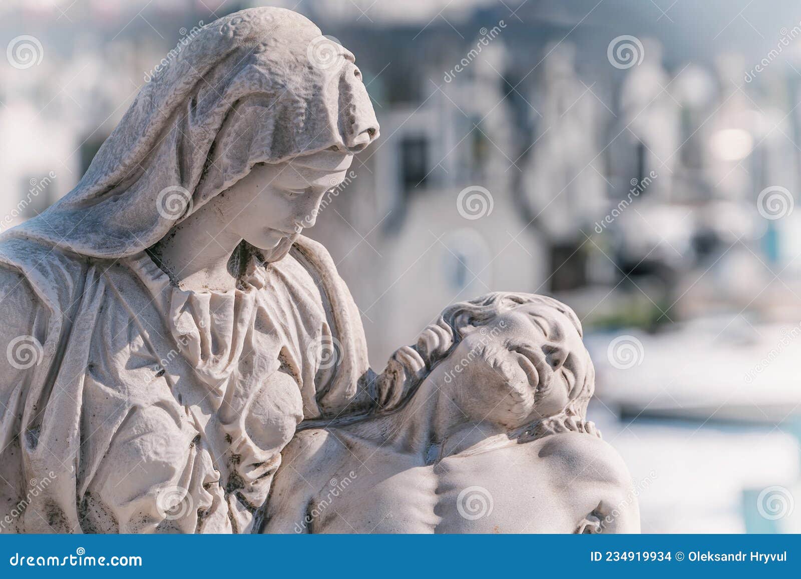 Mother Mary with the Dead Jesus in Her Arms. Dark Background Stock ...