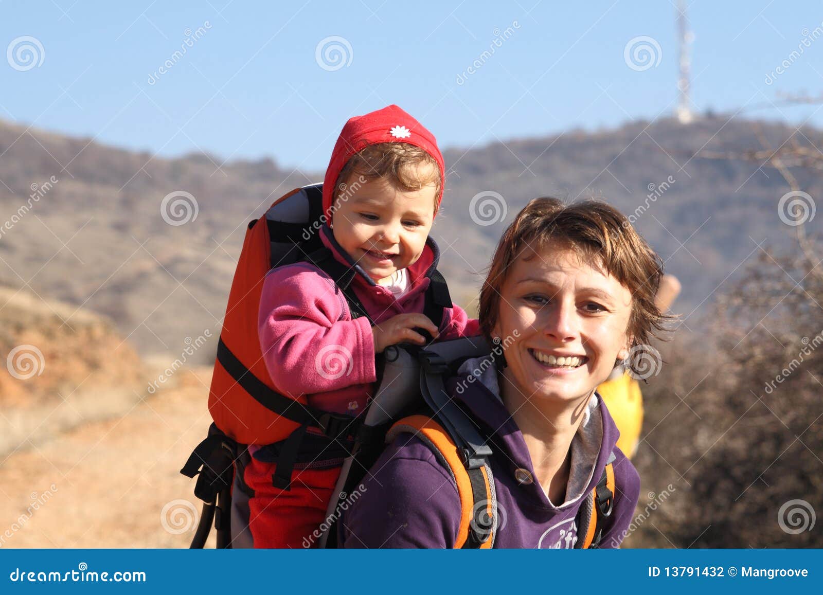 mother mom with baby trekking