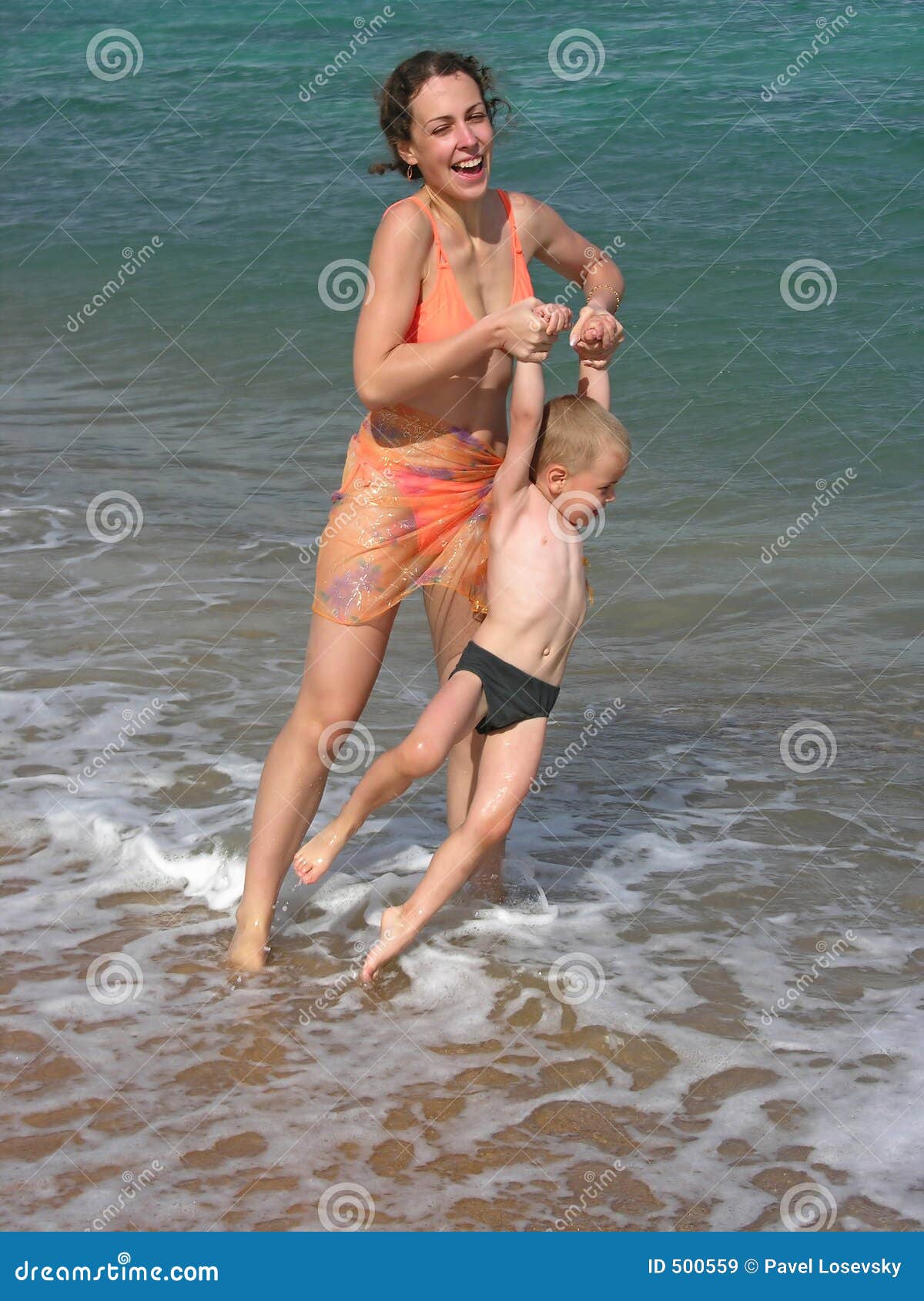 Mother and son nude beach