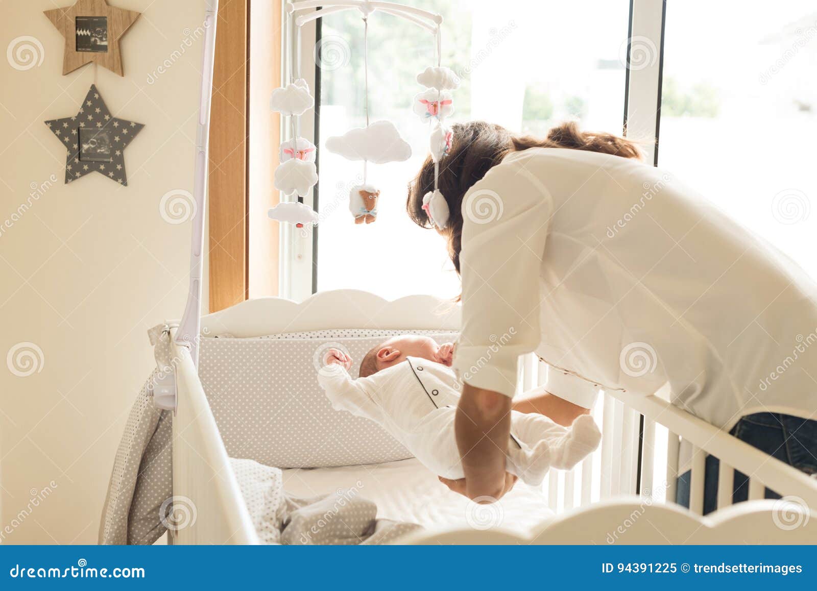 Mother Putting Baby To Sleep Stock Image Image Of Crib Protection