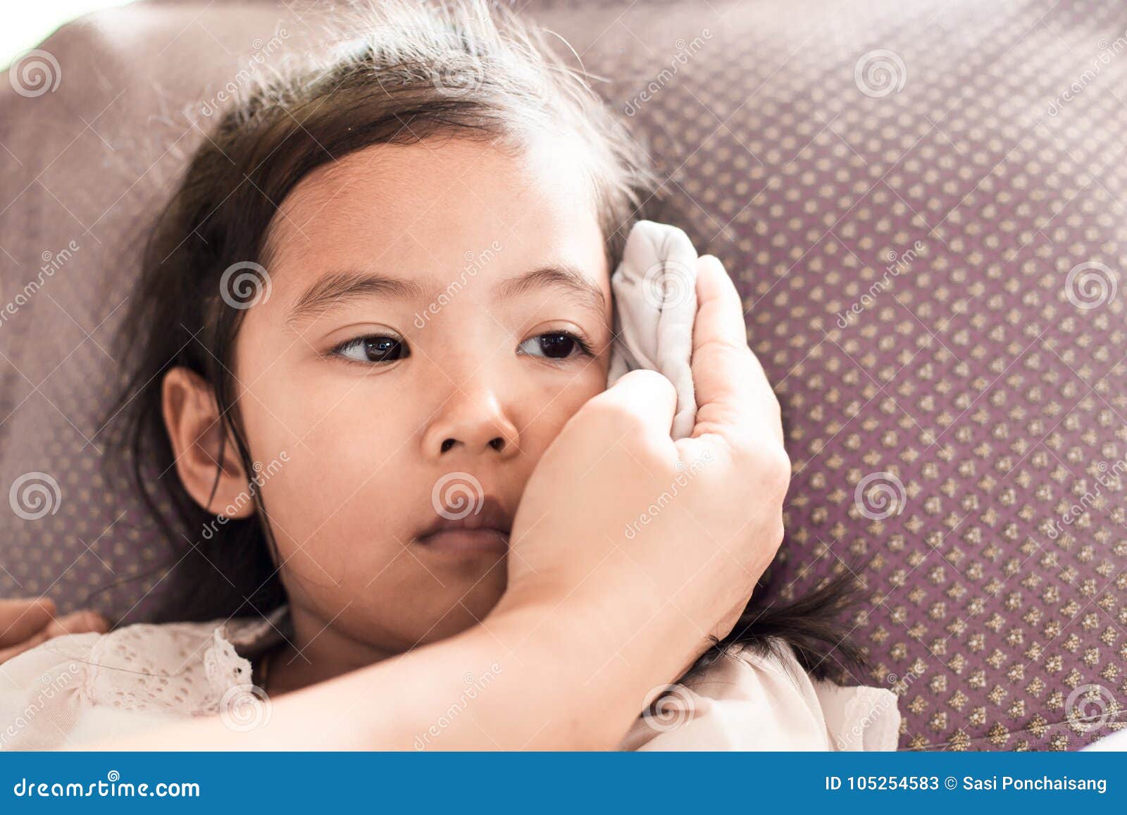 Mother is Rubbing the Body of Sick Asian Child Girl Stock Image - Image ...