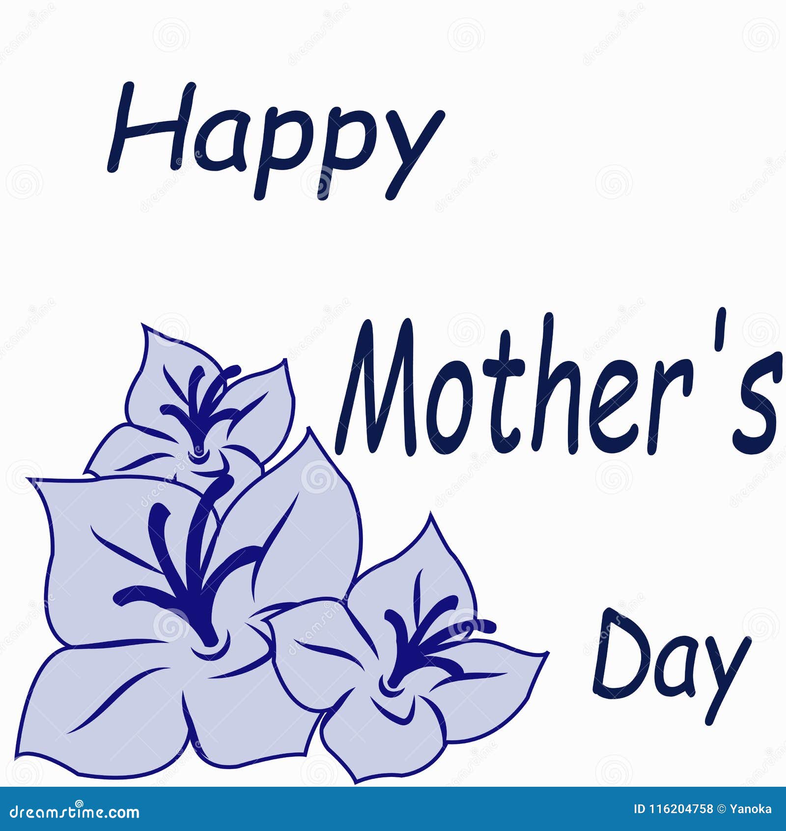 Mother S Day Card with Blue Flowers Stock Vector - Illustration of ...
