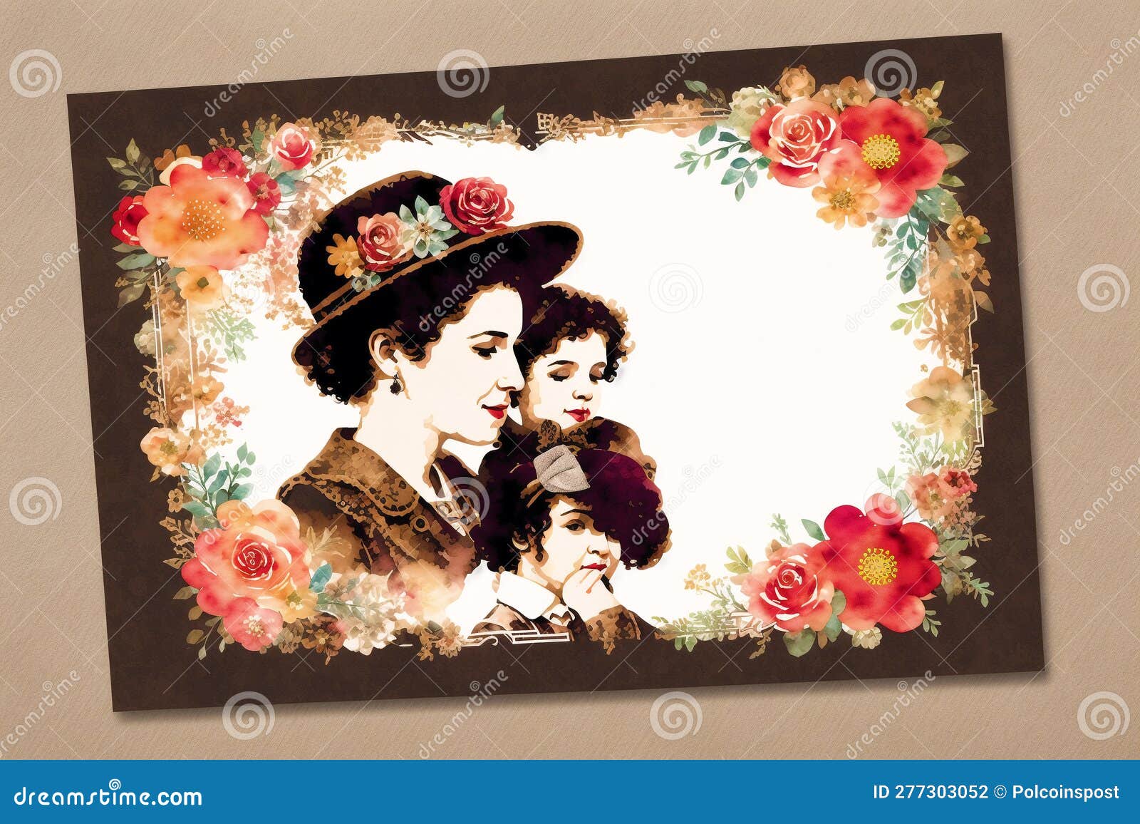 motherâs day postcard. motherâs day background. watercolor paint. copy space. generative ai