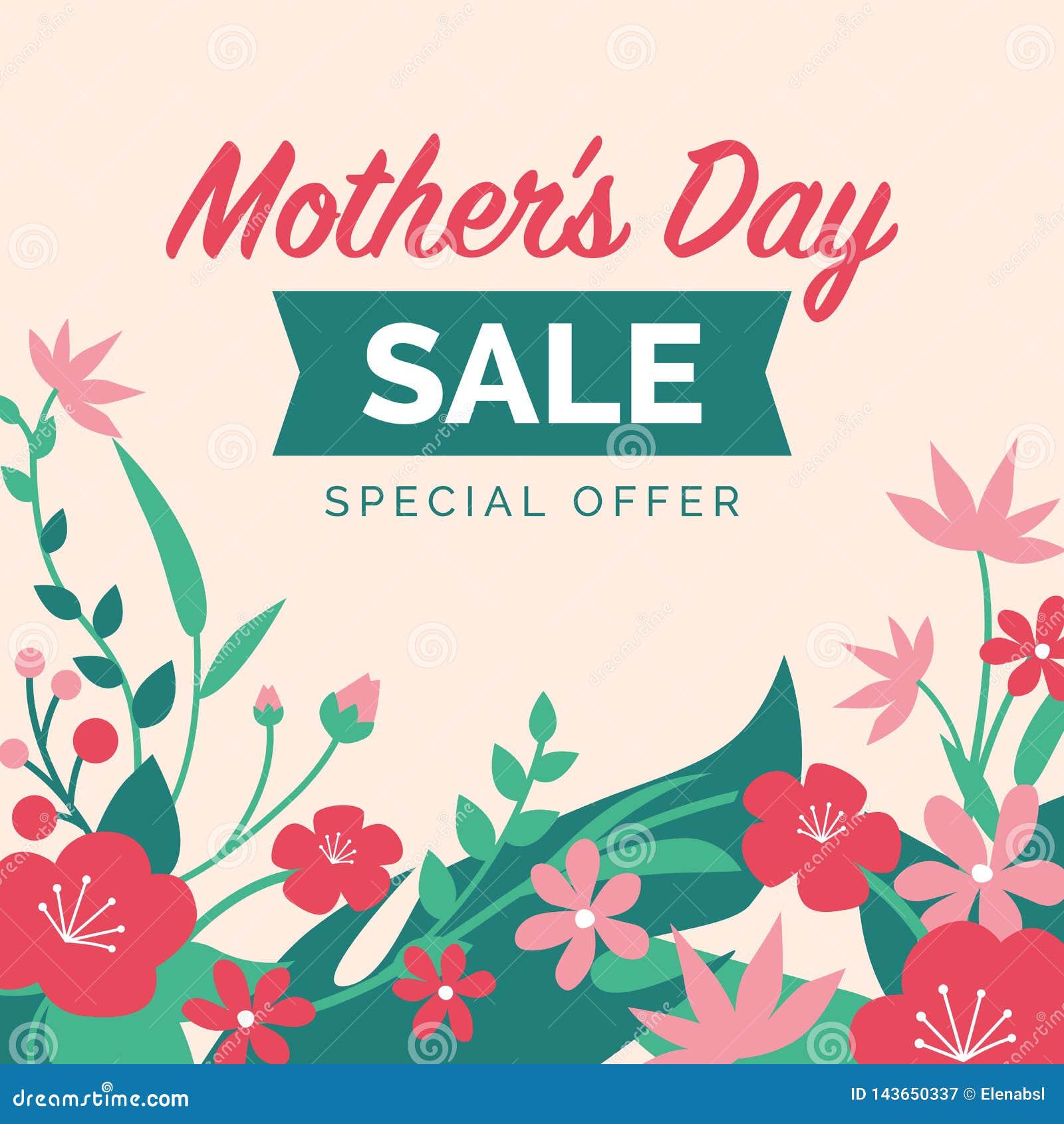 Mother`s Day Special Sale Promotional Advertisement Stock Vector