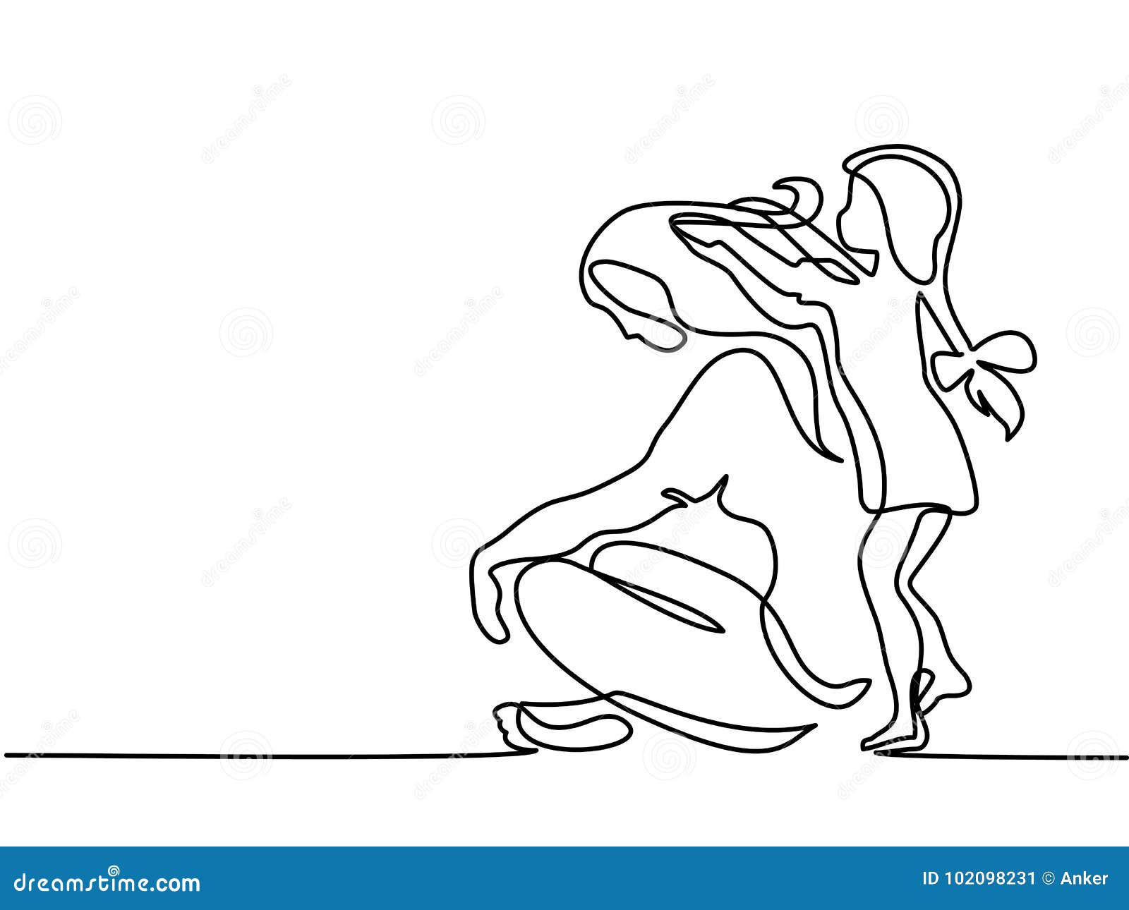 Mother with small daughter playing on the beach. Continuous line drawing. Small daughter making hairstyle to her mother. Vector illustration total editable, choose thickness and place of line