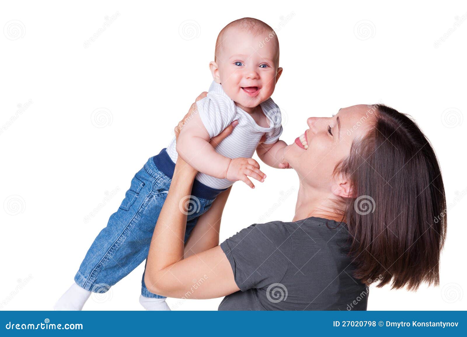 Mother with Smiley Six Month Old Baby Stock Photo - Image of positive ...