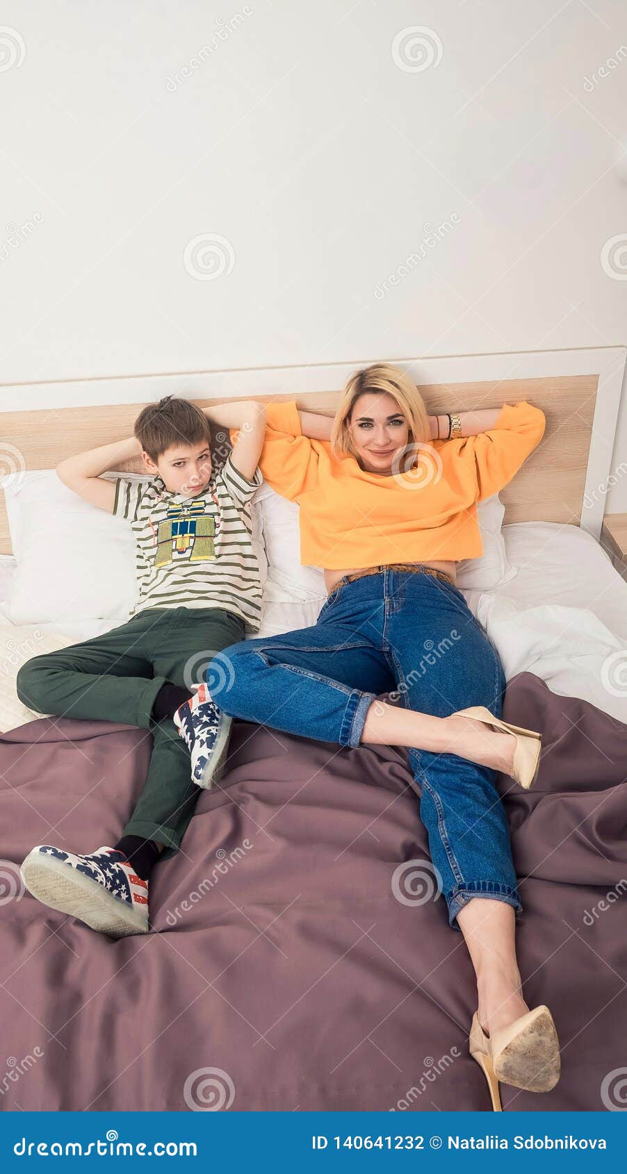 Mother With Son On Bed Mothe