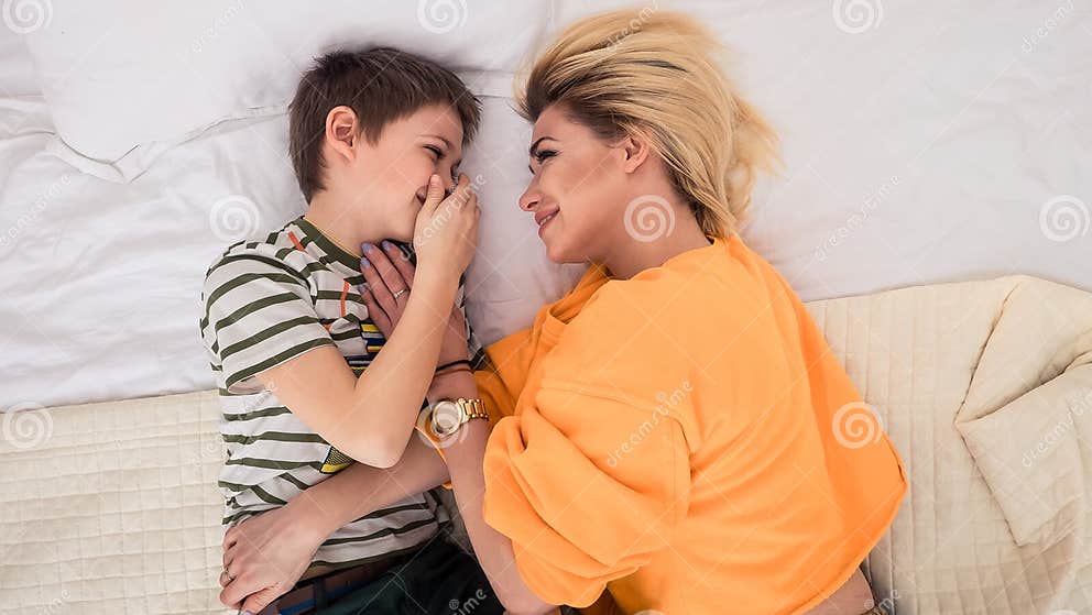 Mother With Son On Bed Mother And Son Having Fun Stock Image Image Of Male Home 142447847