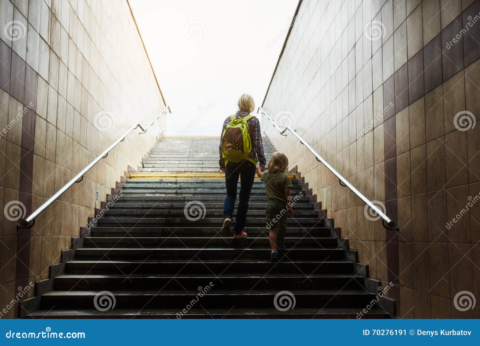 Mother and Son Climbing Stairs Stock Image - Image of exit, stairway ...