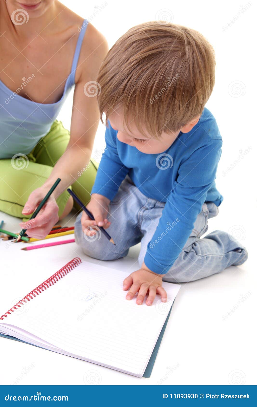 Mother and son drawing stock photo. Image of childhood - 11093930