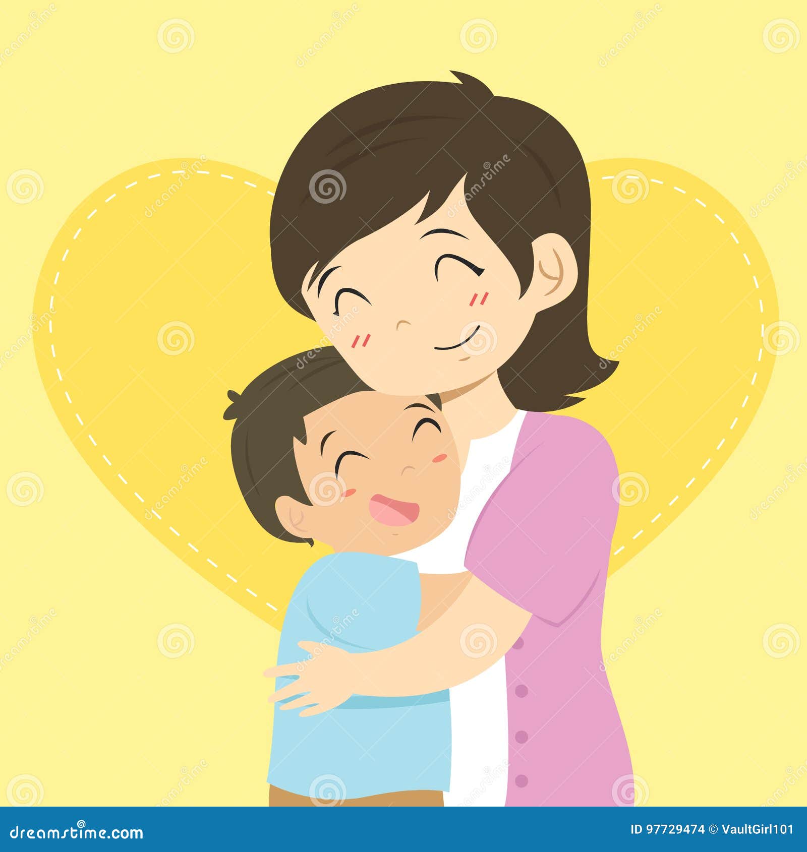 Mother and Son Hugging Cartoon Vector Stock Vector - Illustration of  childhood, adorable: 97729474
