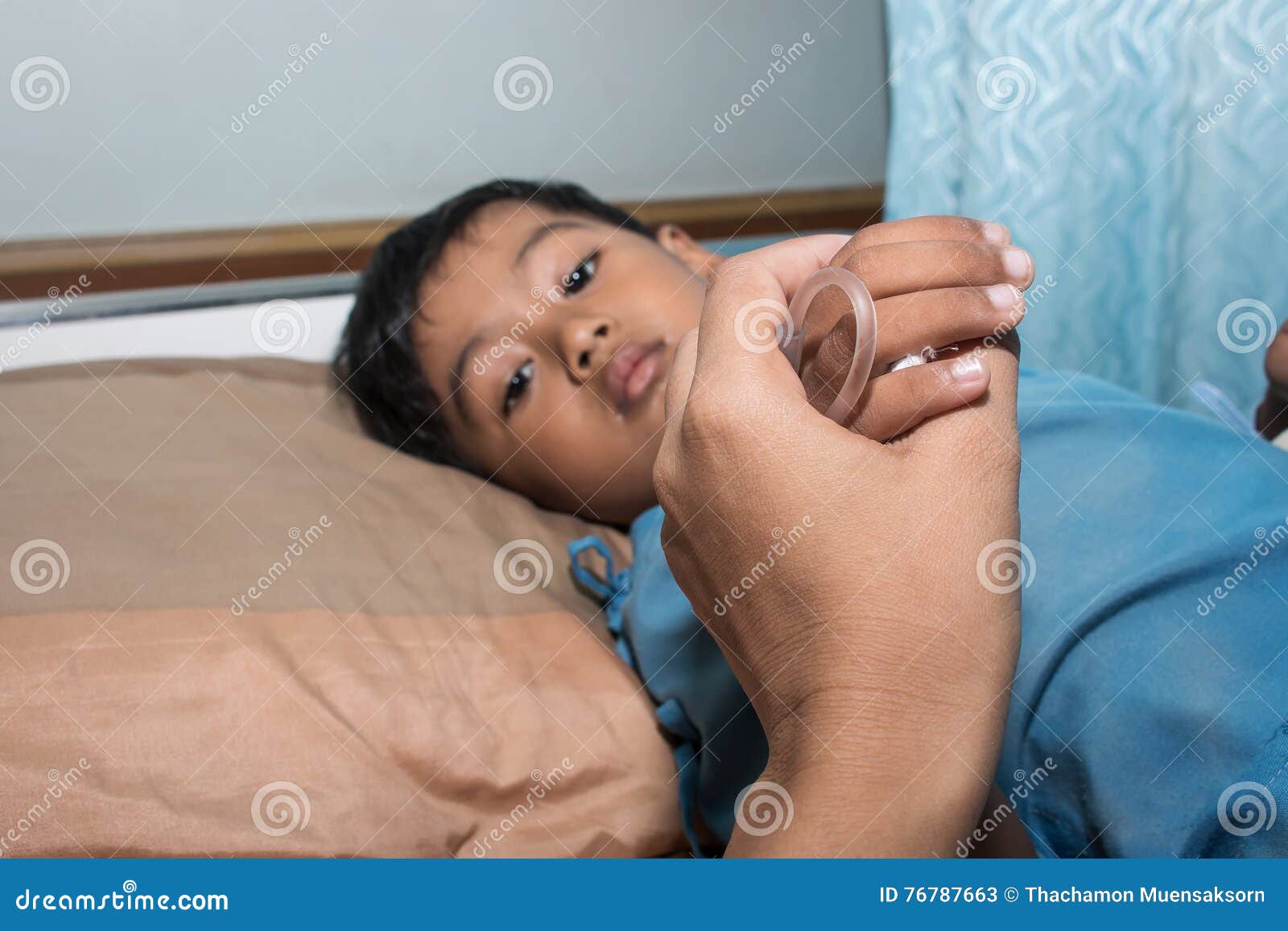Mother Take Care Her Son Stock Image Image Of Illness 7678