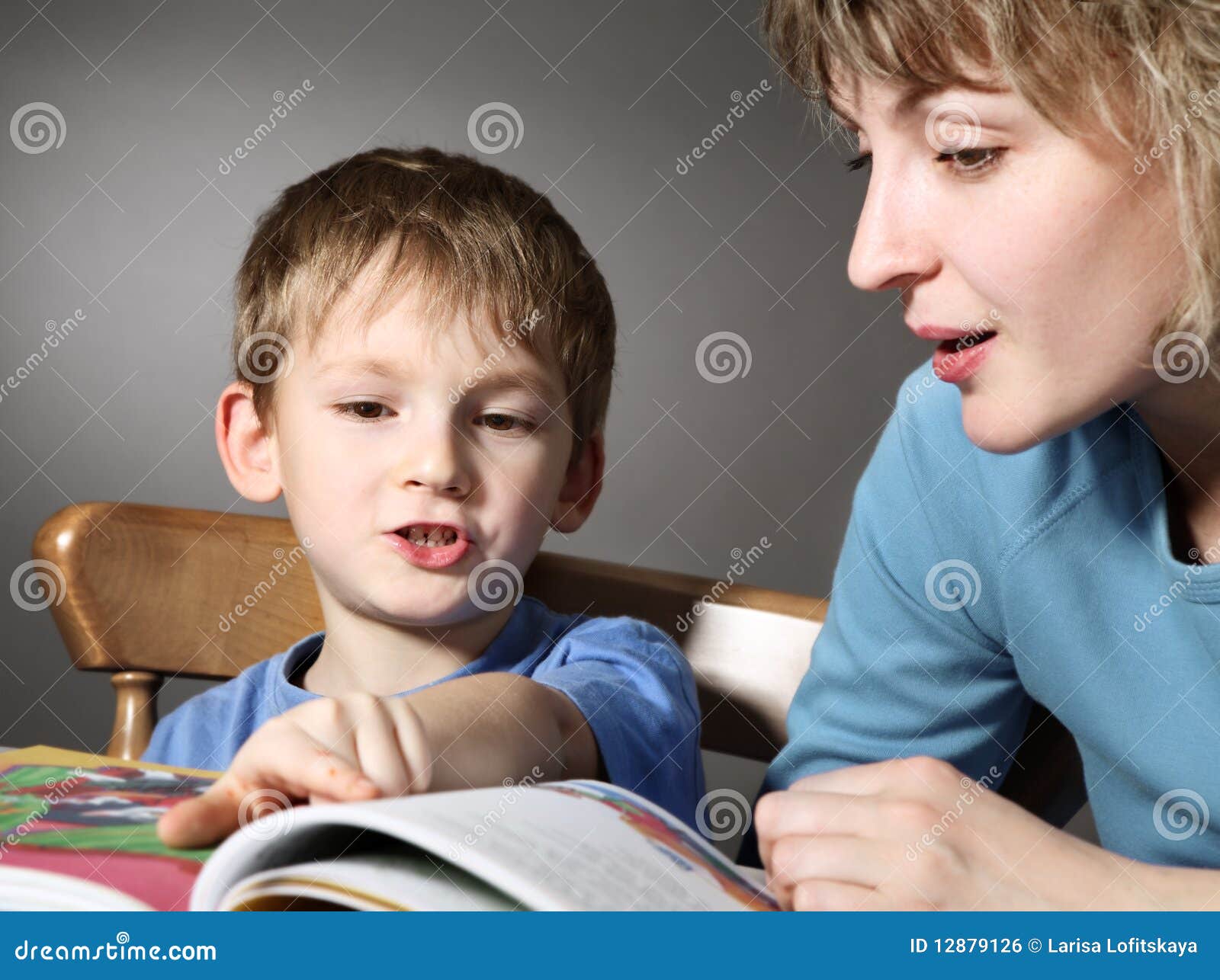 Mother Teach Son To Read Stock Photo Image Of Book Enjoyment