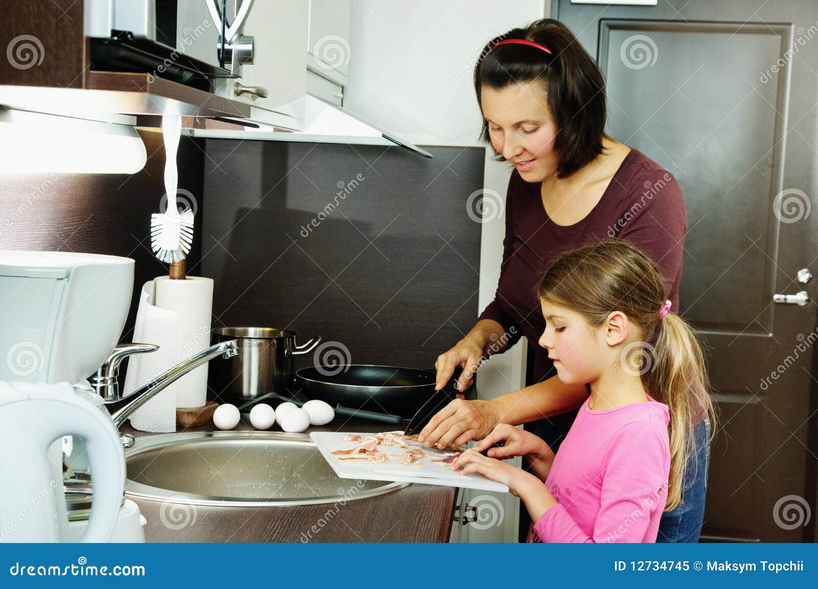 Mother Teaches Her Daughter Royalty Free Stock Photo Image