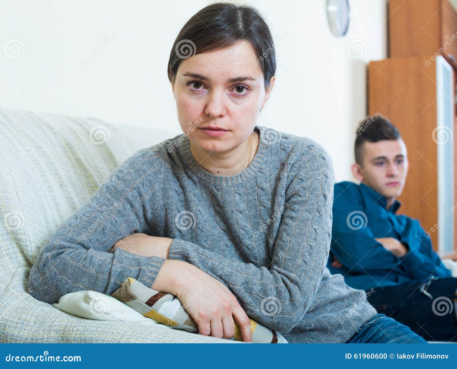 Mother And Teenager Son Having Fight At Home Stock Photo Image Of