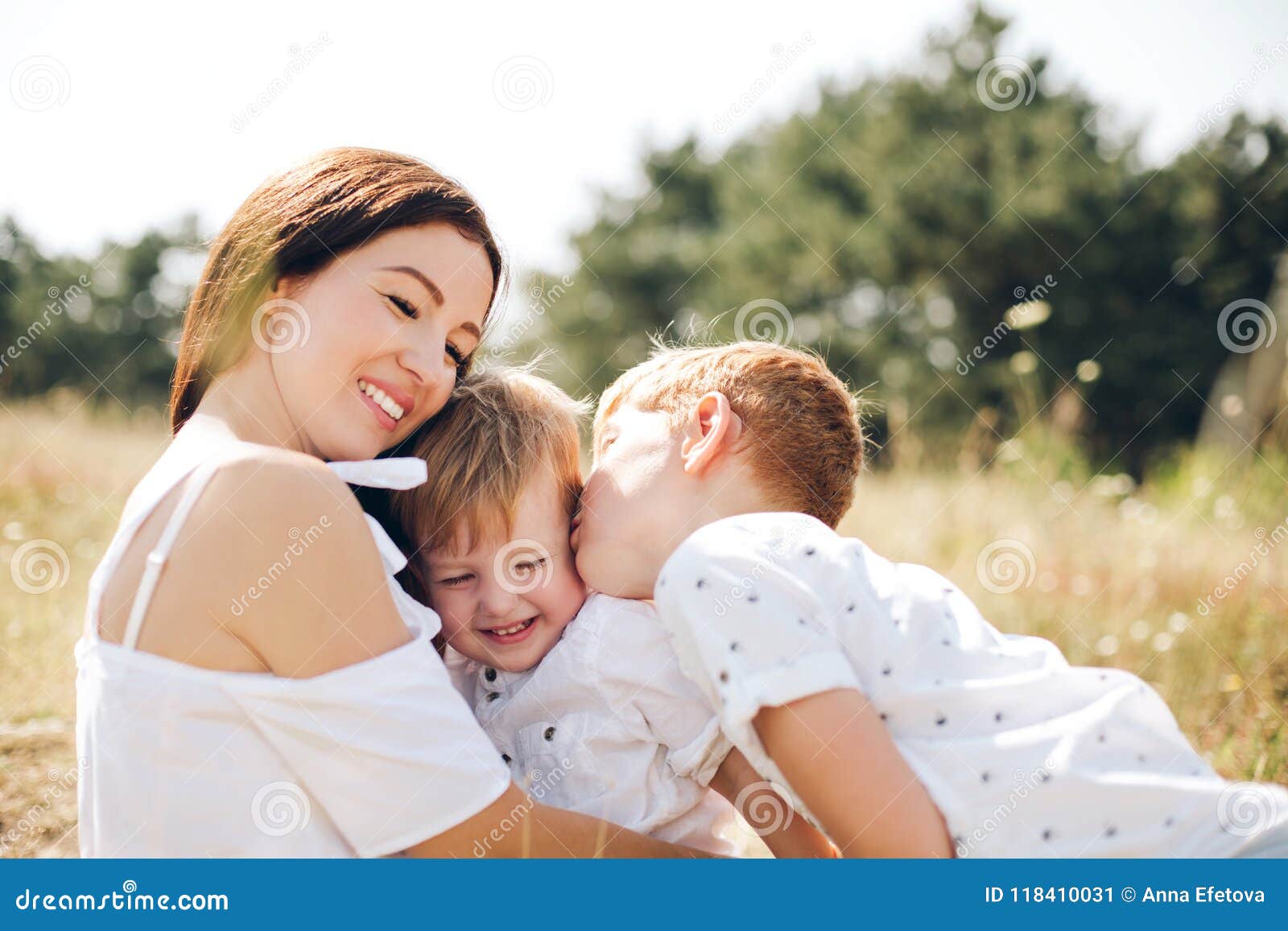 Mother With Two Sons Stock Image Image Of Brunette 118410031