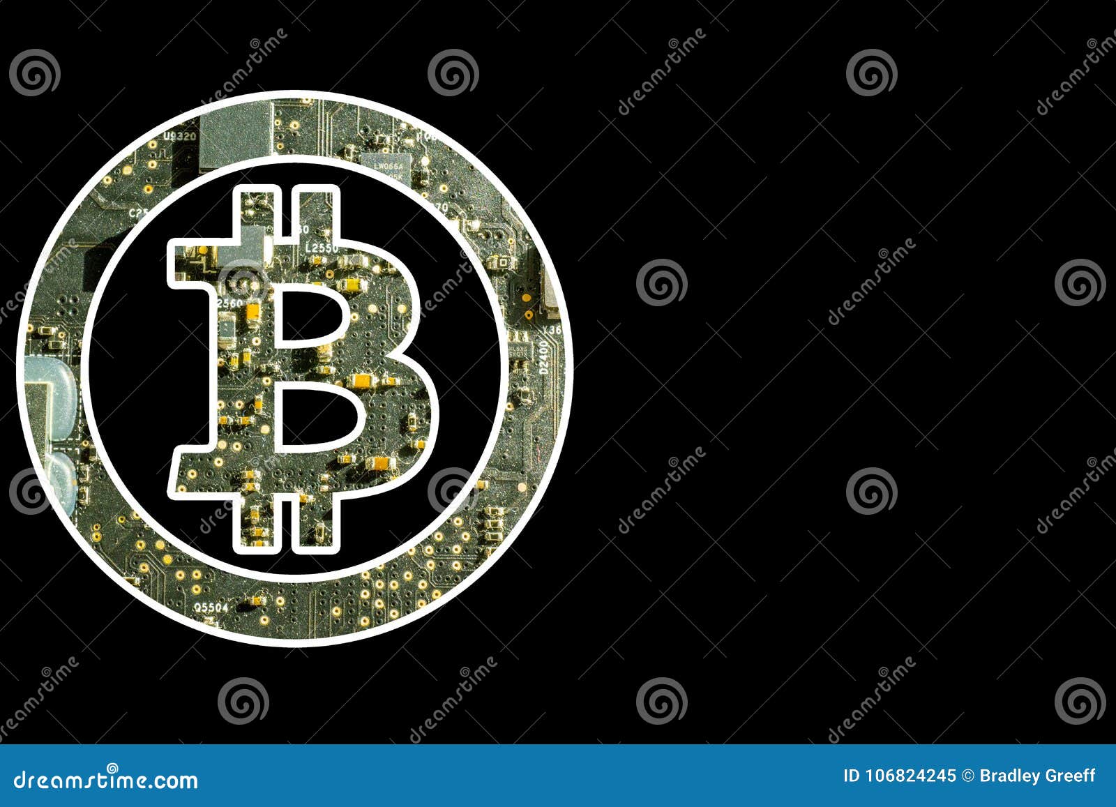 bitcoin  with electronic background
