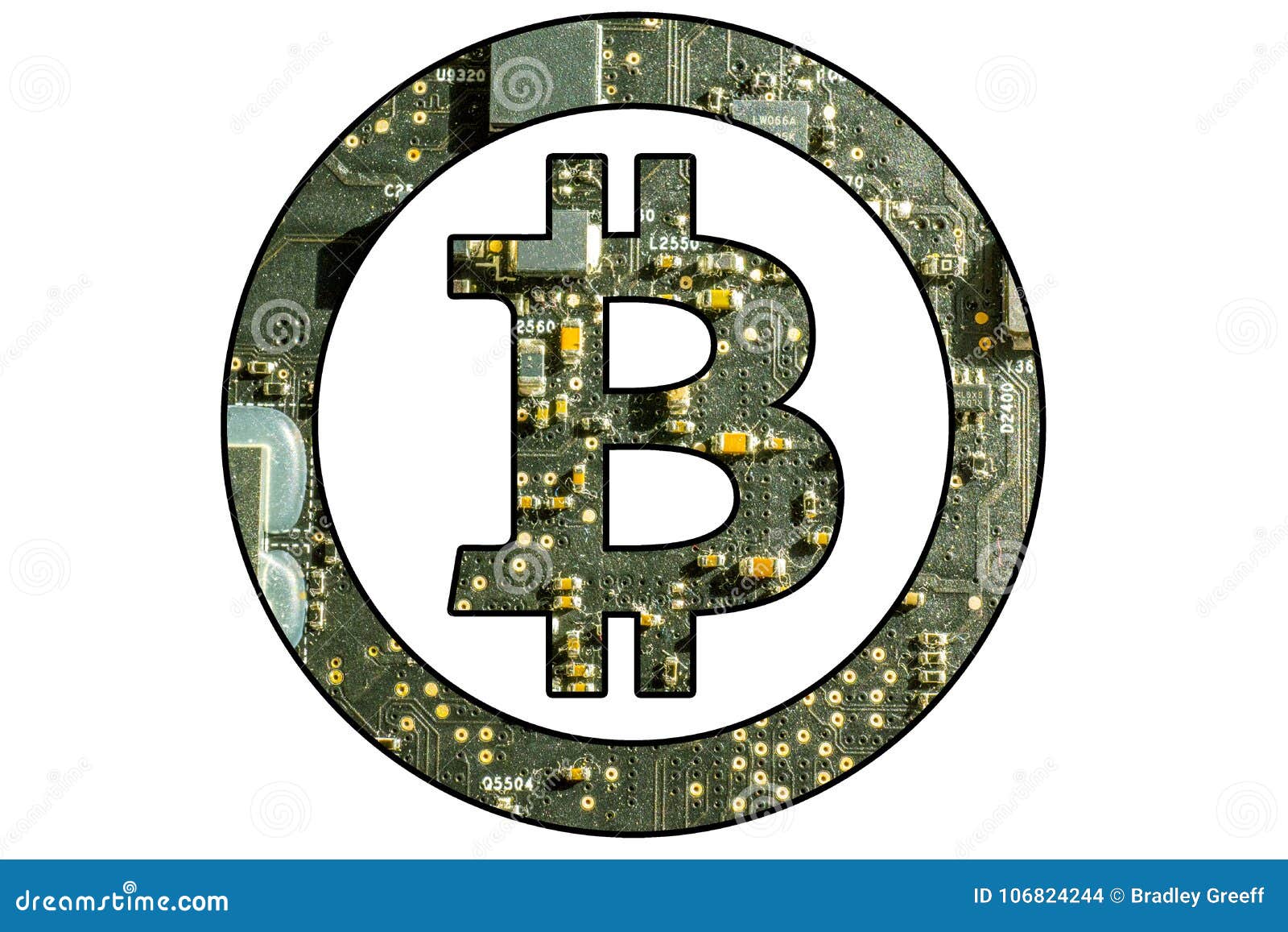 bitcoin  with electronic background