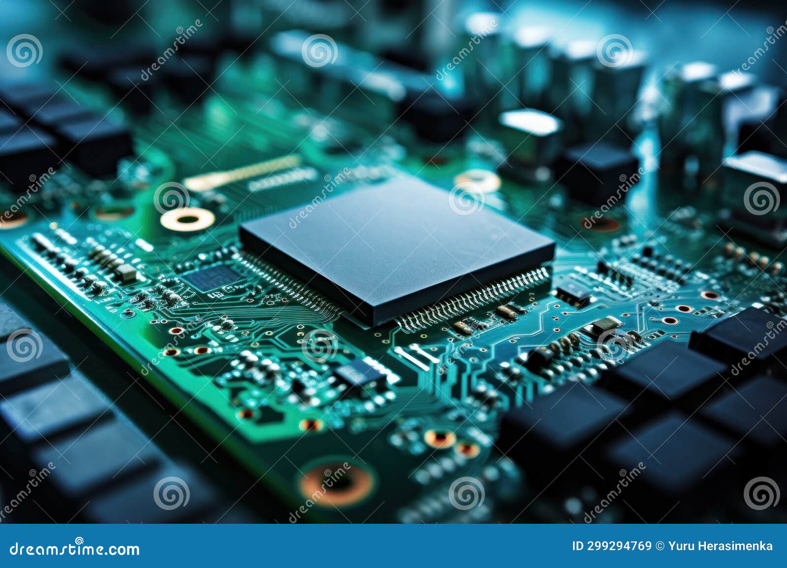Motherboard of a Computer or Other Electronic Equipment. Closeup Stock