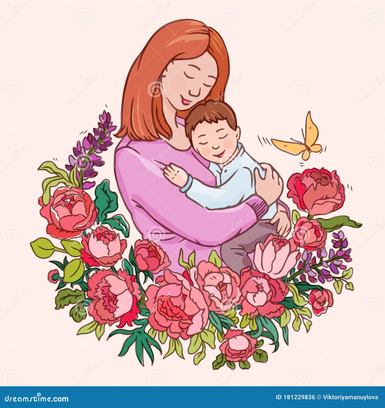 Vector illustration sketch mother with small baby, Art Print | Barewalls  Posters & Prints | bwc47097402