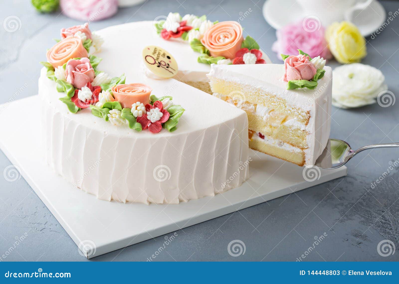 Mothers Day Cake with Flowers Stock Image - Image of letters ...