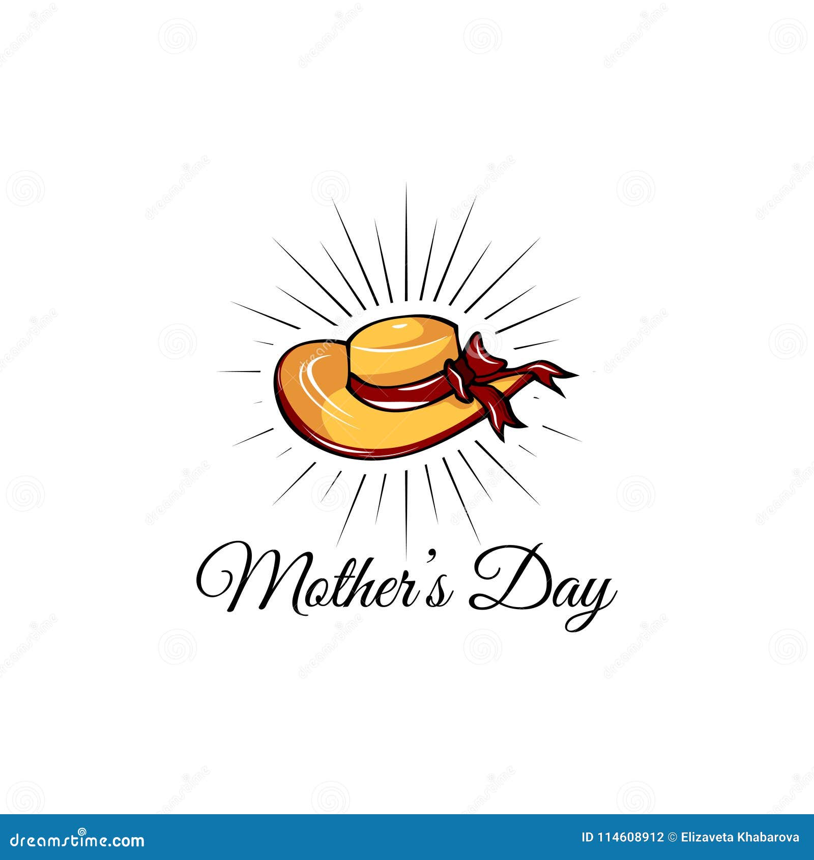 Mothers Day Card. Wide-brimmed Hat Icon. Mothers Day. Beams. Moms Day Stock  Vector - Illustration of logo, girl: 114608912