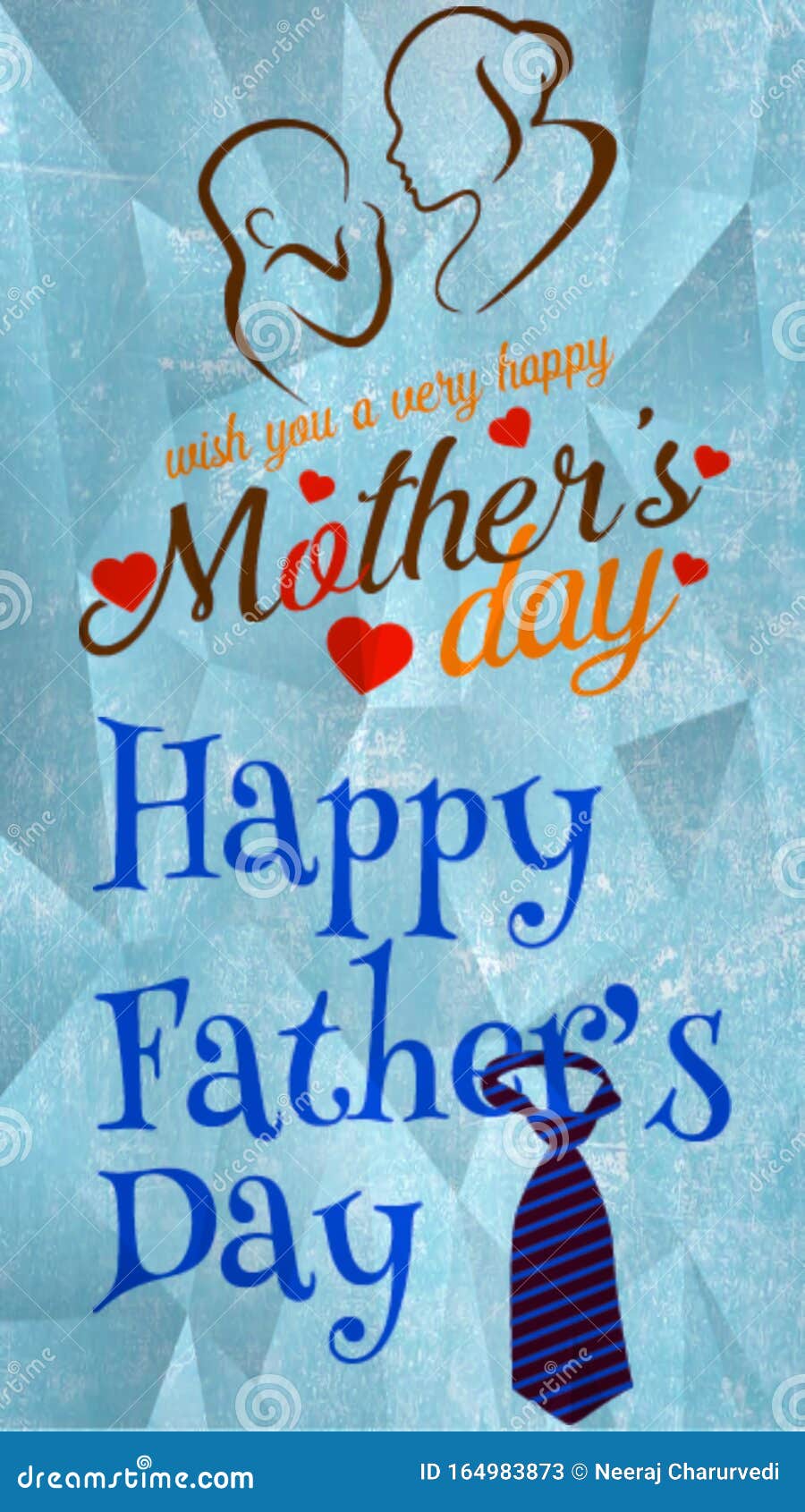 Mothers Day and Fathers Day with Happy Greetings Words Displaying on